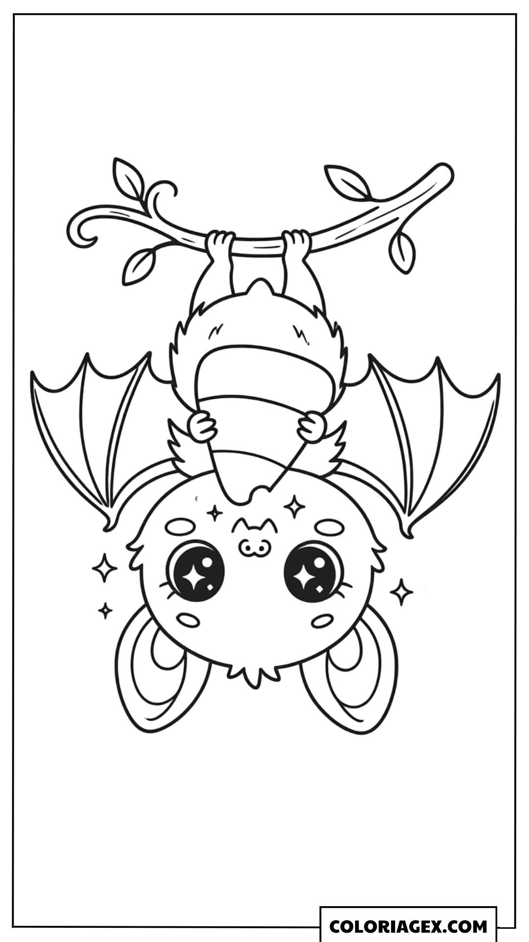 Coloriage Petite chauve-souris suspendue