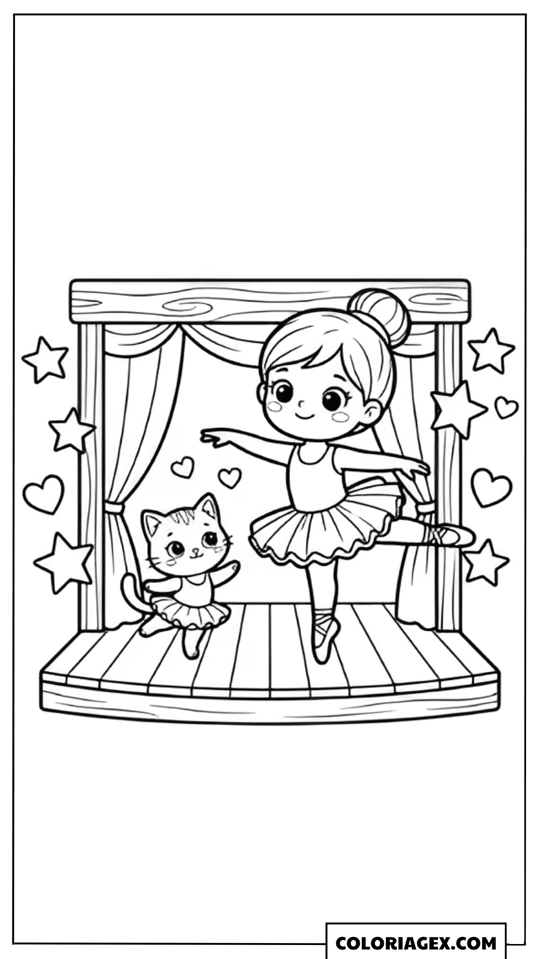 Coloriage Petite danseuse sur scène