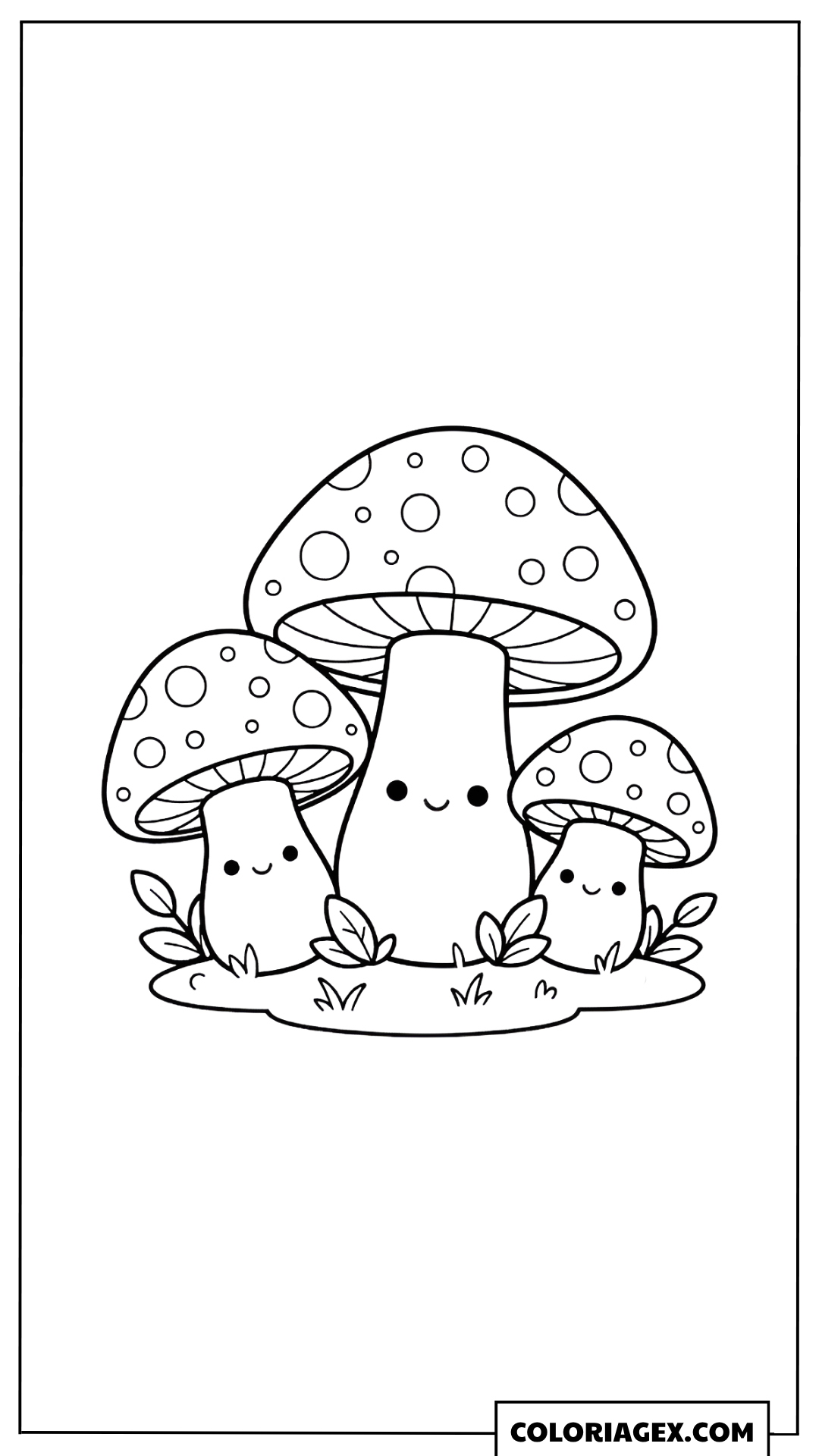 Coloriage Petits champignons mignons