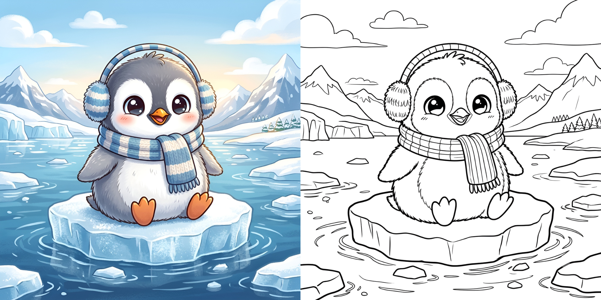 ft - Coloriage Pingouin sur la Banquise ft