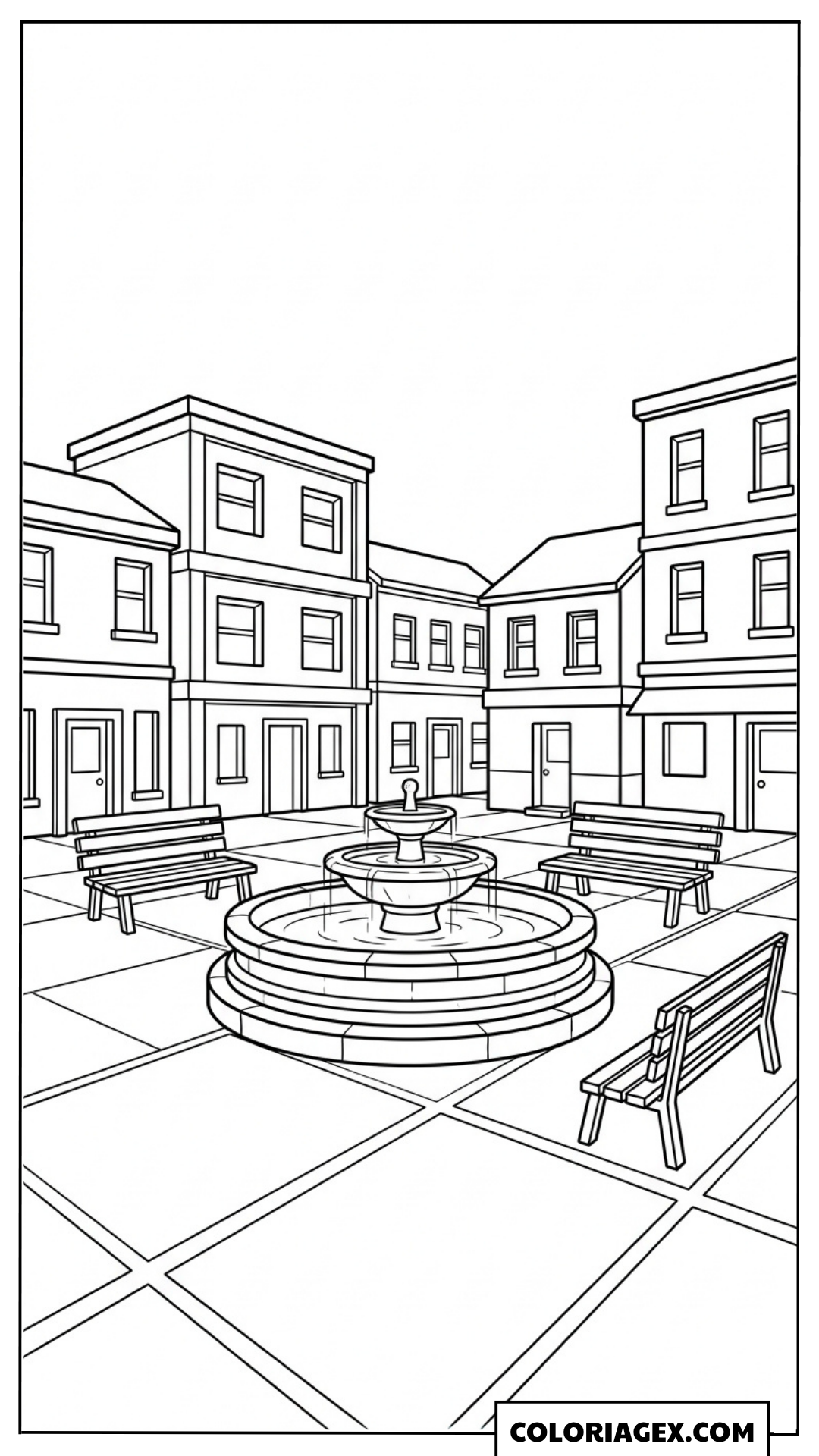 Coloriage Place de village
