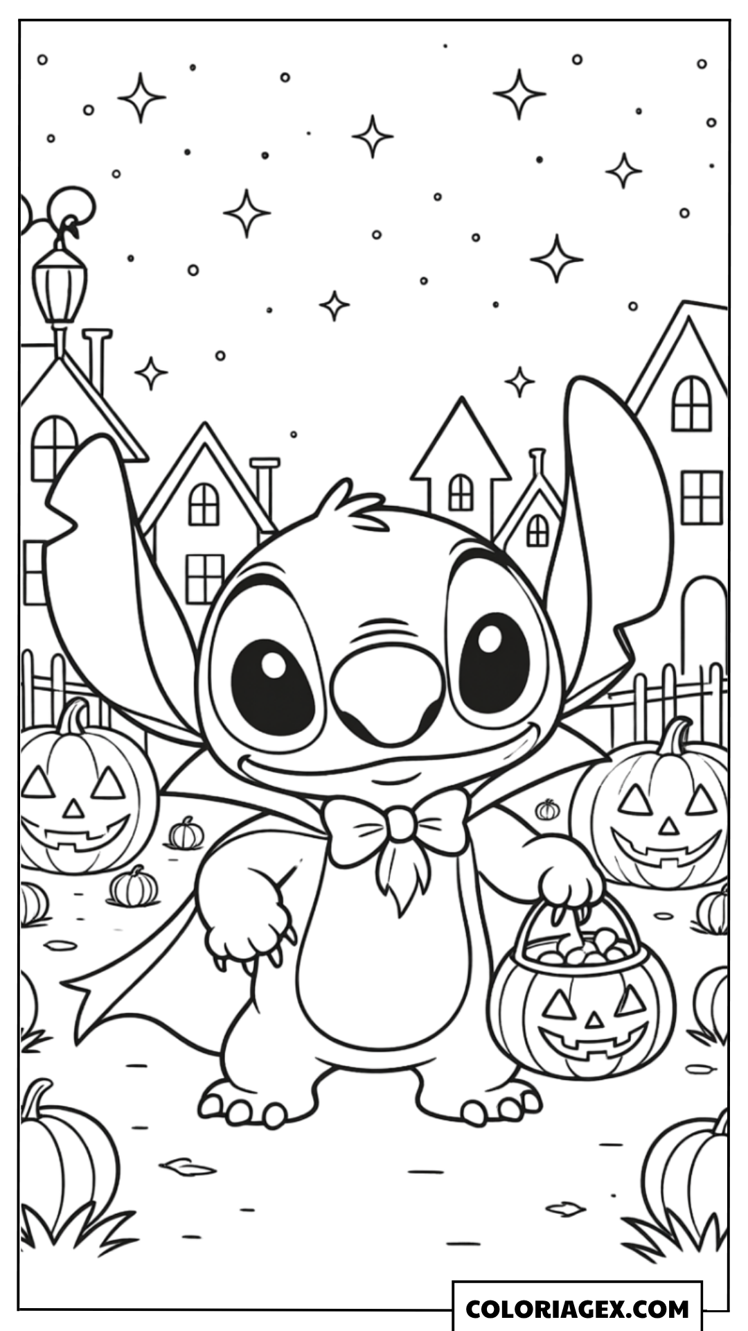 Coloriage Stitch en costume Halloween