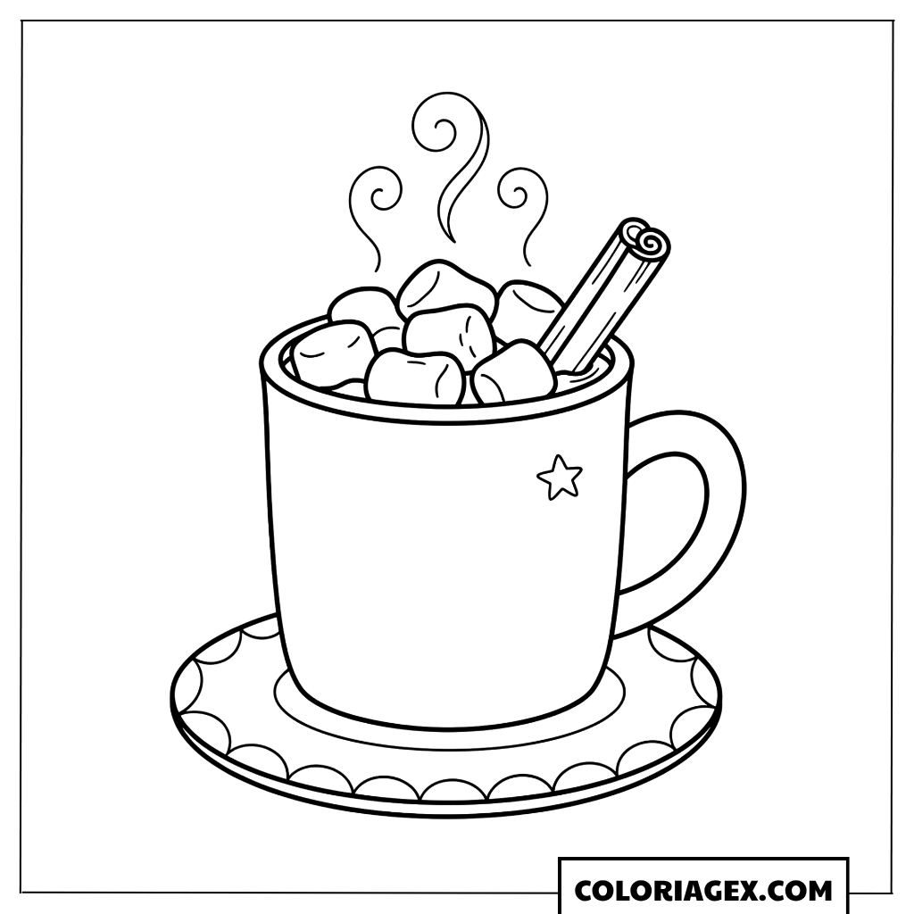 Coloriage Tasse de chocolat chaud