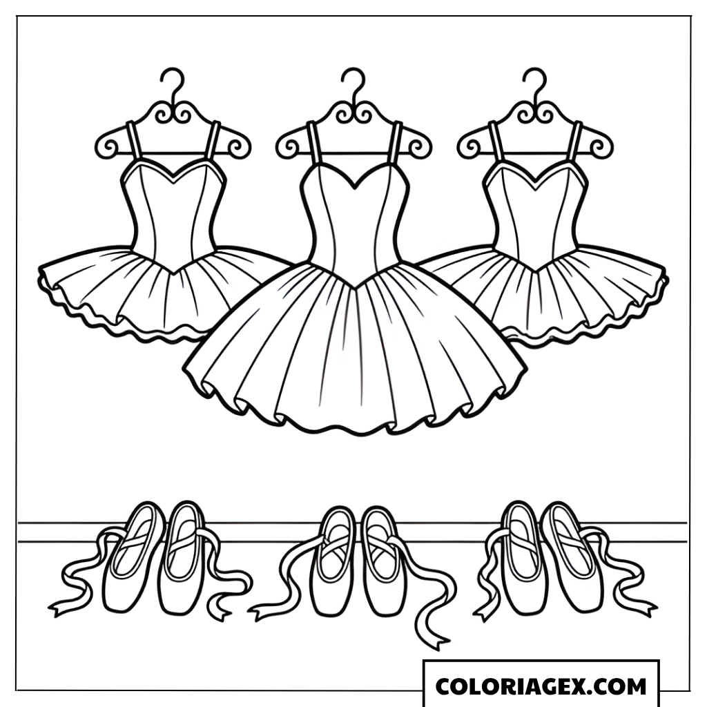 Coloriage Trois tutus suspendus