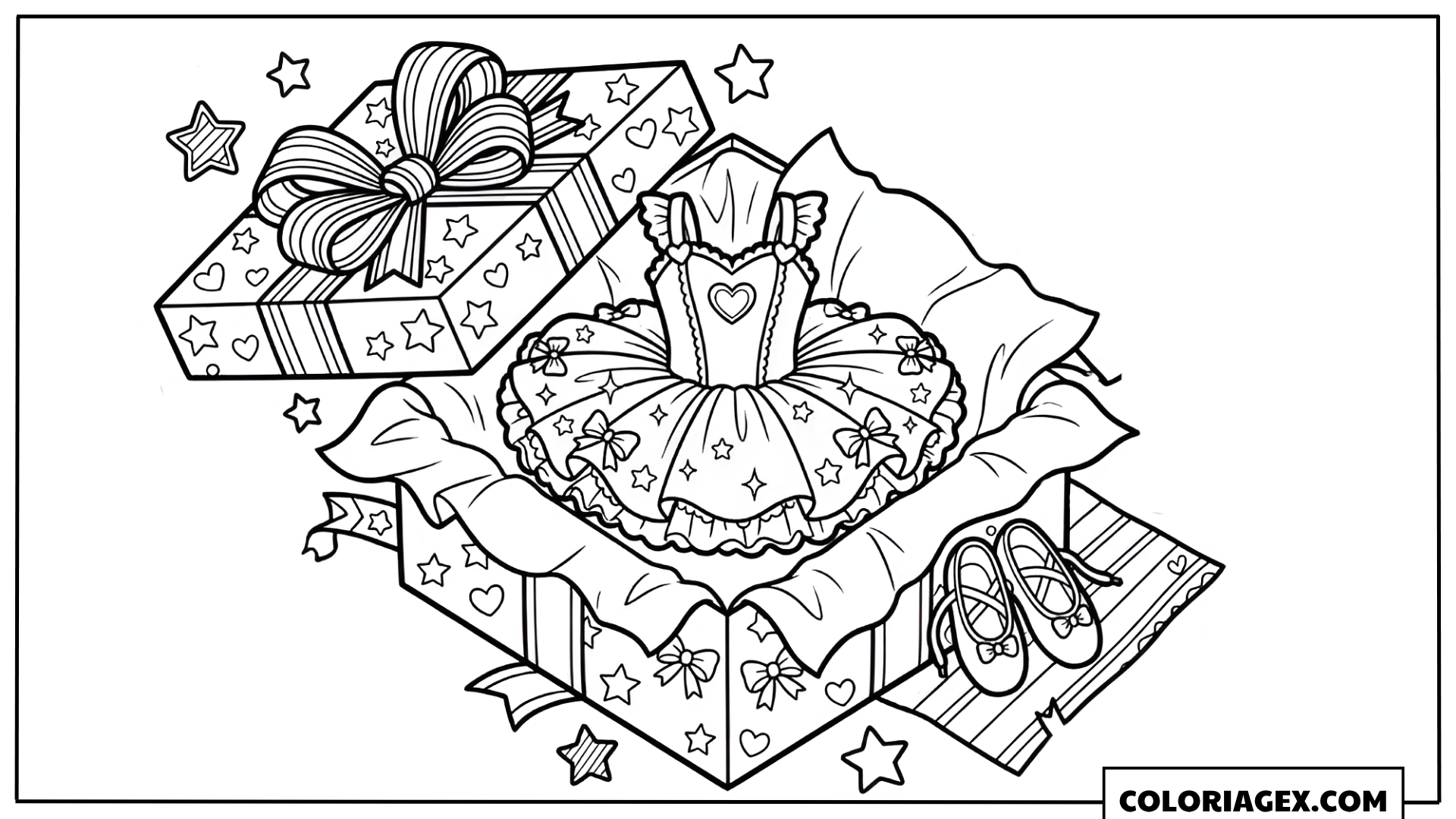 Coloriage Tutu dans boîte cadeau