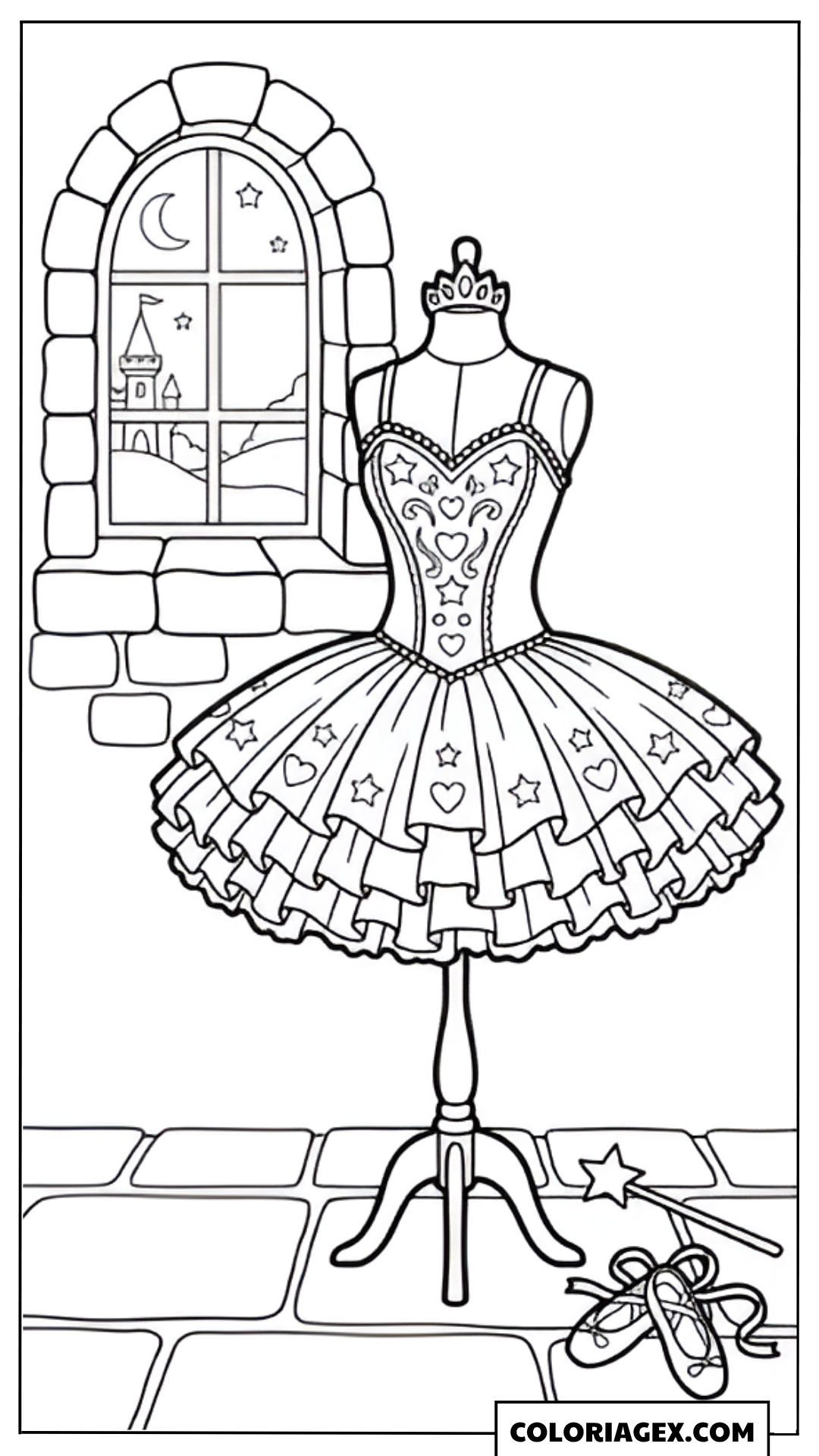 Coloriage Tutu devant fenêtre