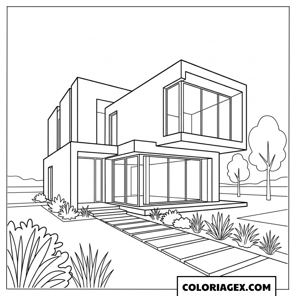 Coloriage Villa futuriste