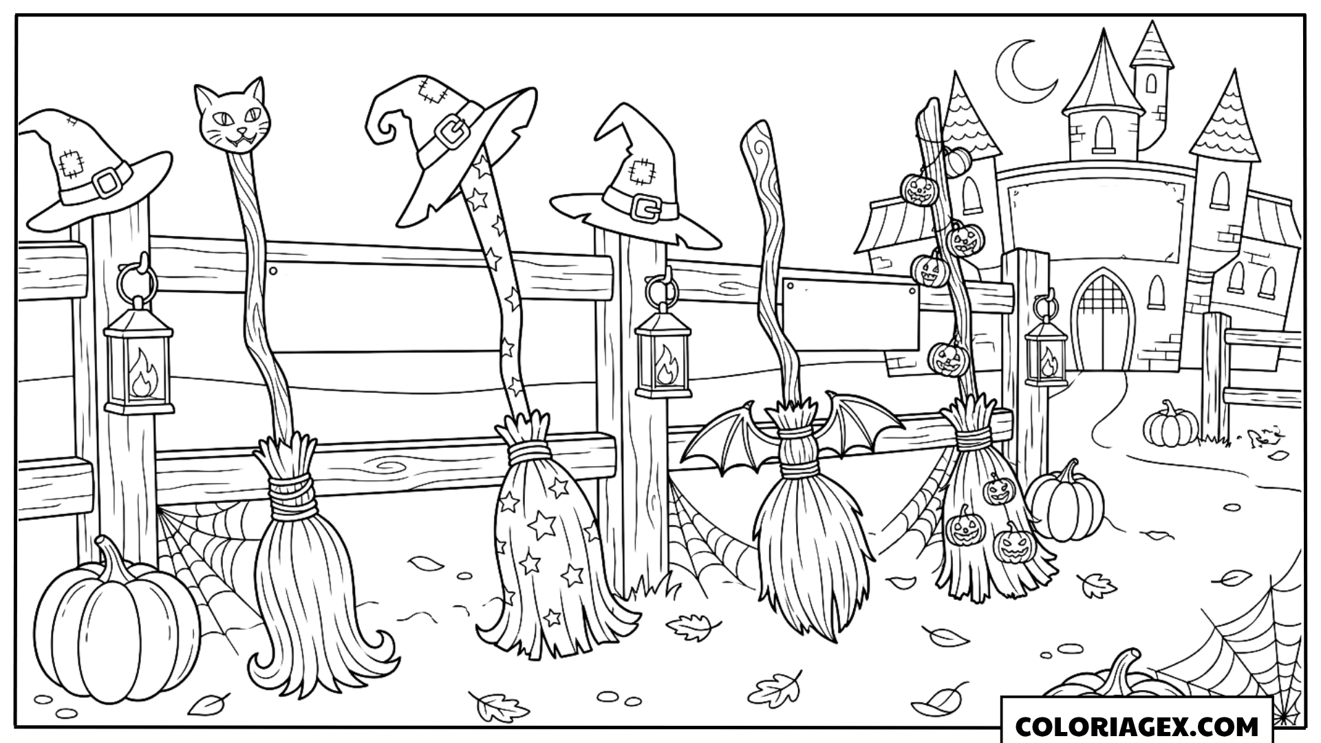 Coloriage Village de sorcières Halloween