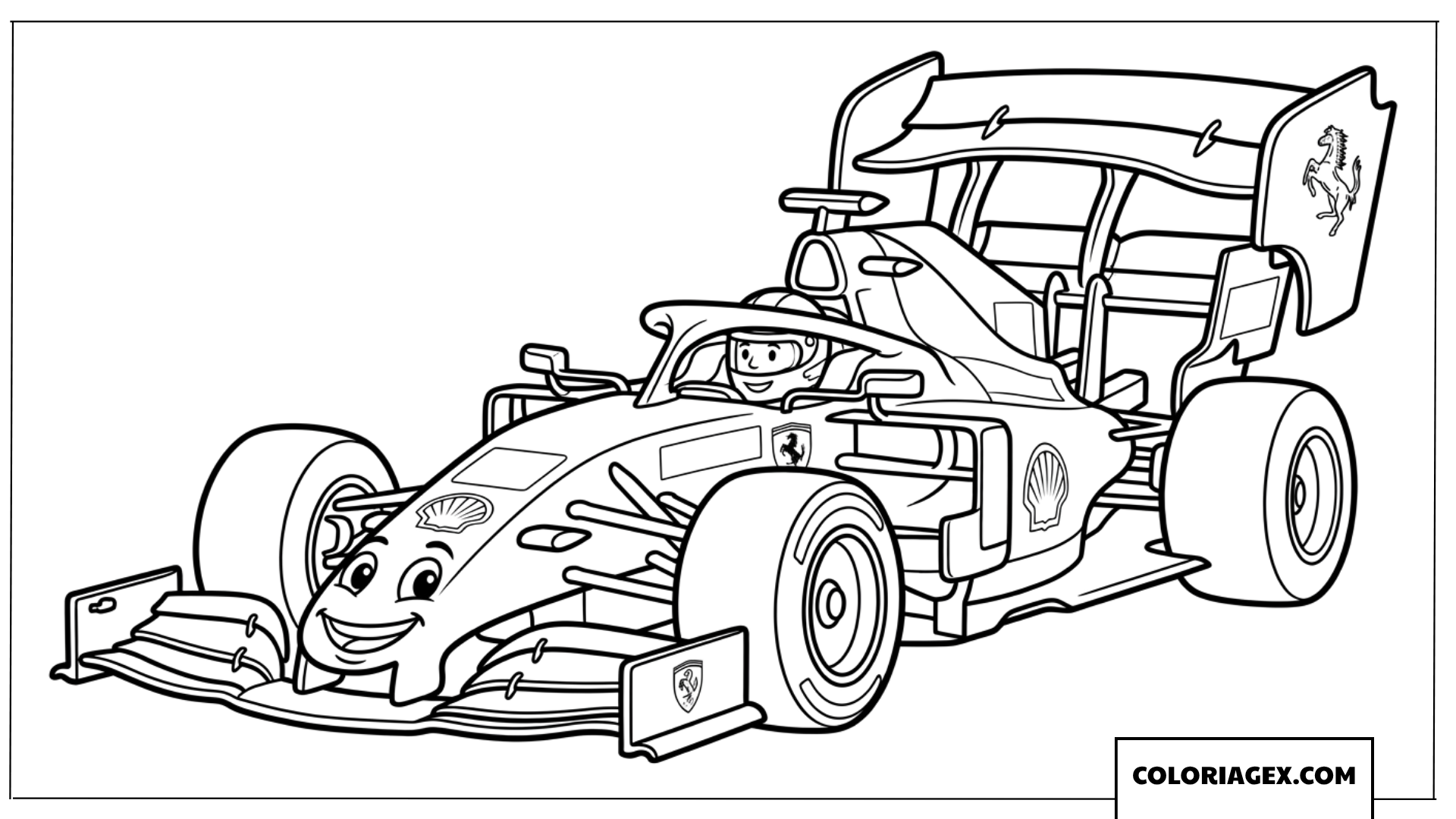 Coloriage amusant d'une voiture de course Ferrari F1