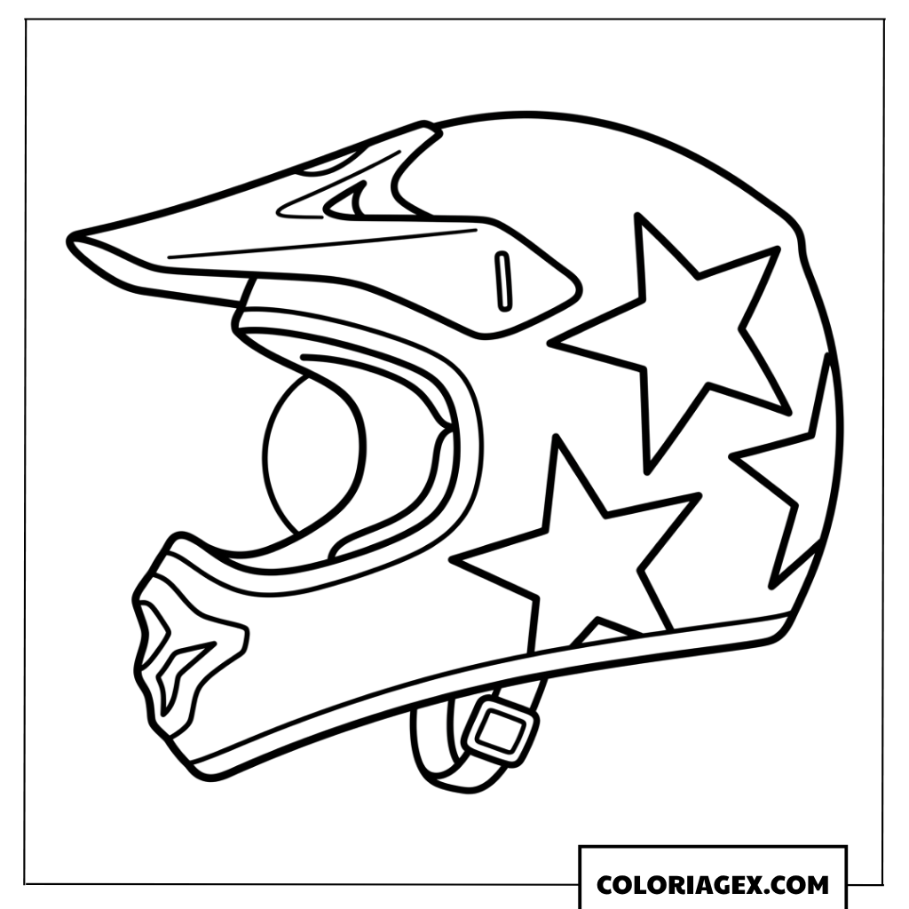 Coloriage casque de motocross decore avec des etoiles