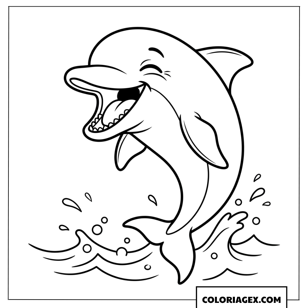 Coloriage d un dauphin rigolo bondissant dans l eau