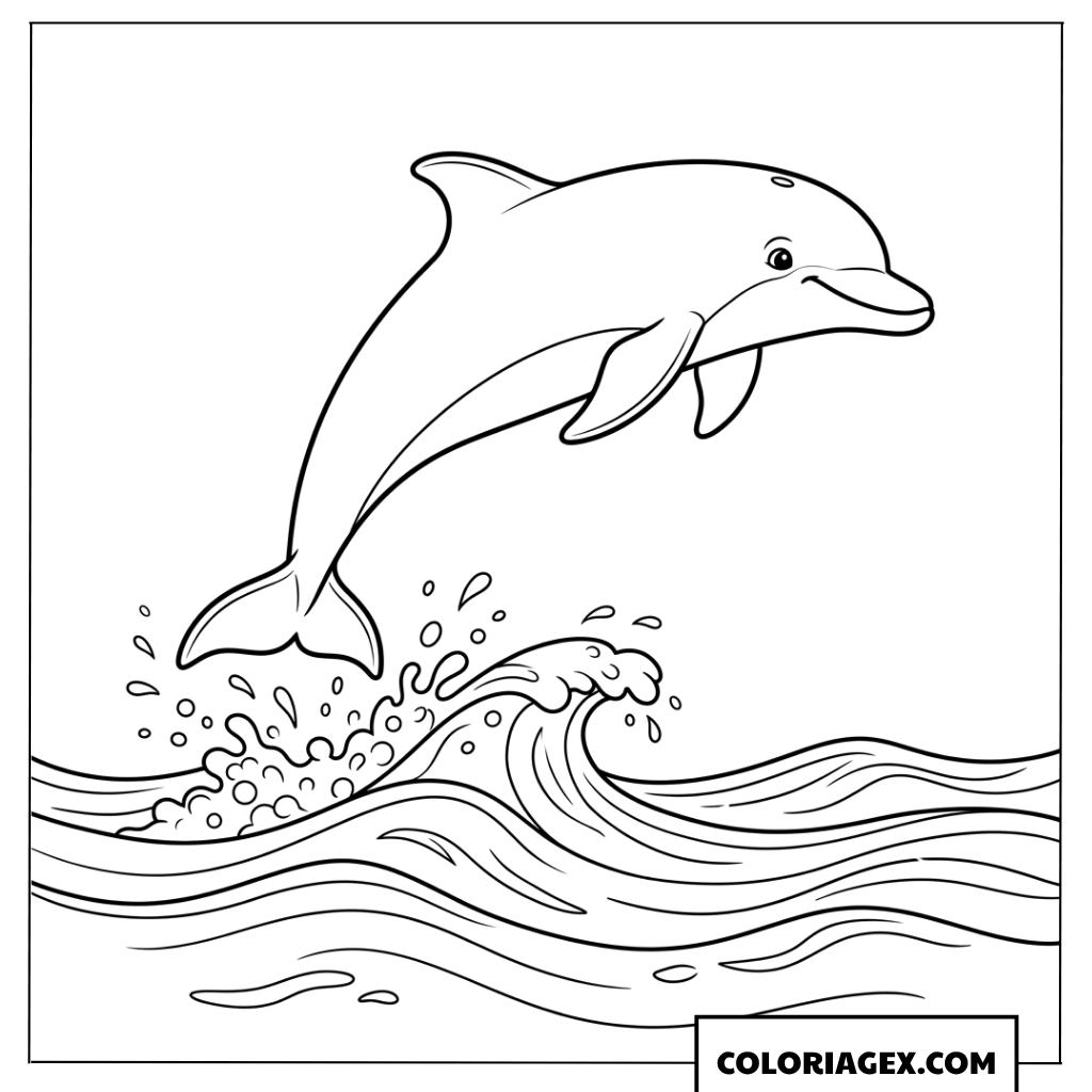 Coloriage d un dauphin sautant dans les vagues