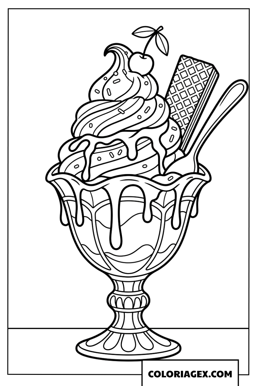 Coloriage d un magnifique sundae glace gourmand