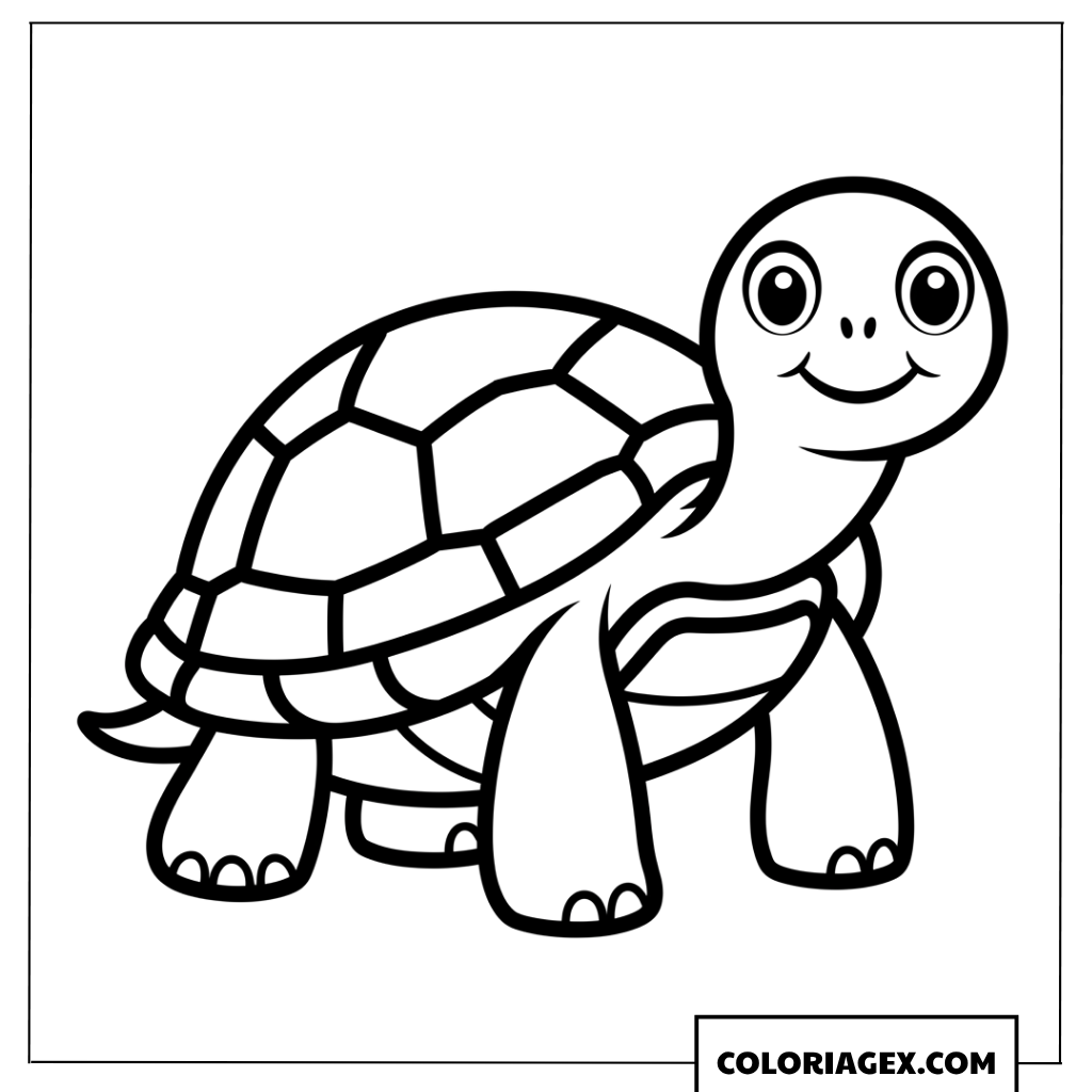 Coloriage d une tortue ronde et souriante pour les tout petits
