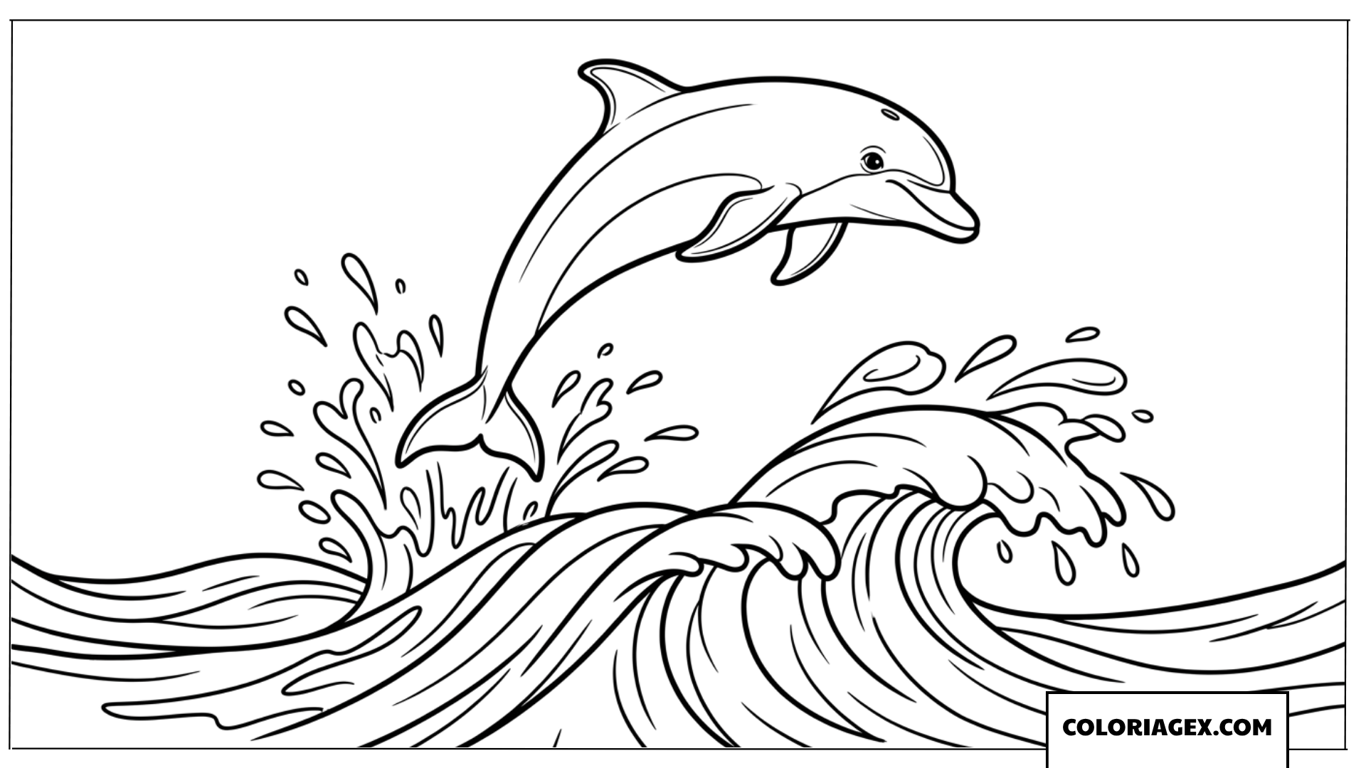 Coloriage dauphin faisant un bond au-dessus des vagues