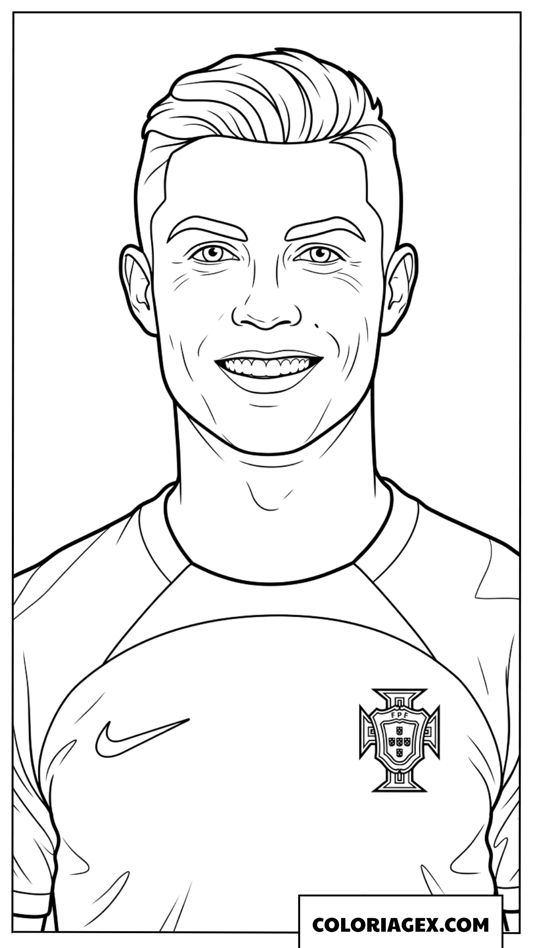 Coloriage de Ronaldo Portugal avec un sourire radieux