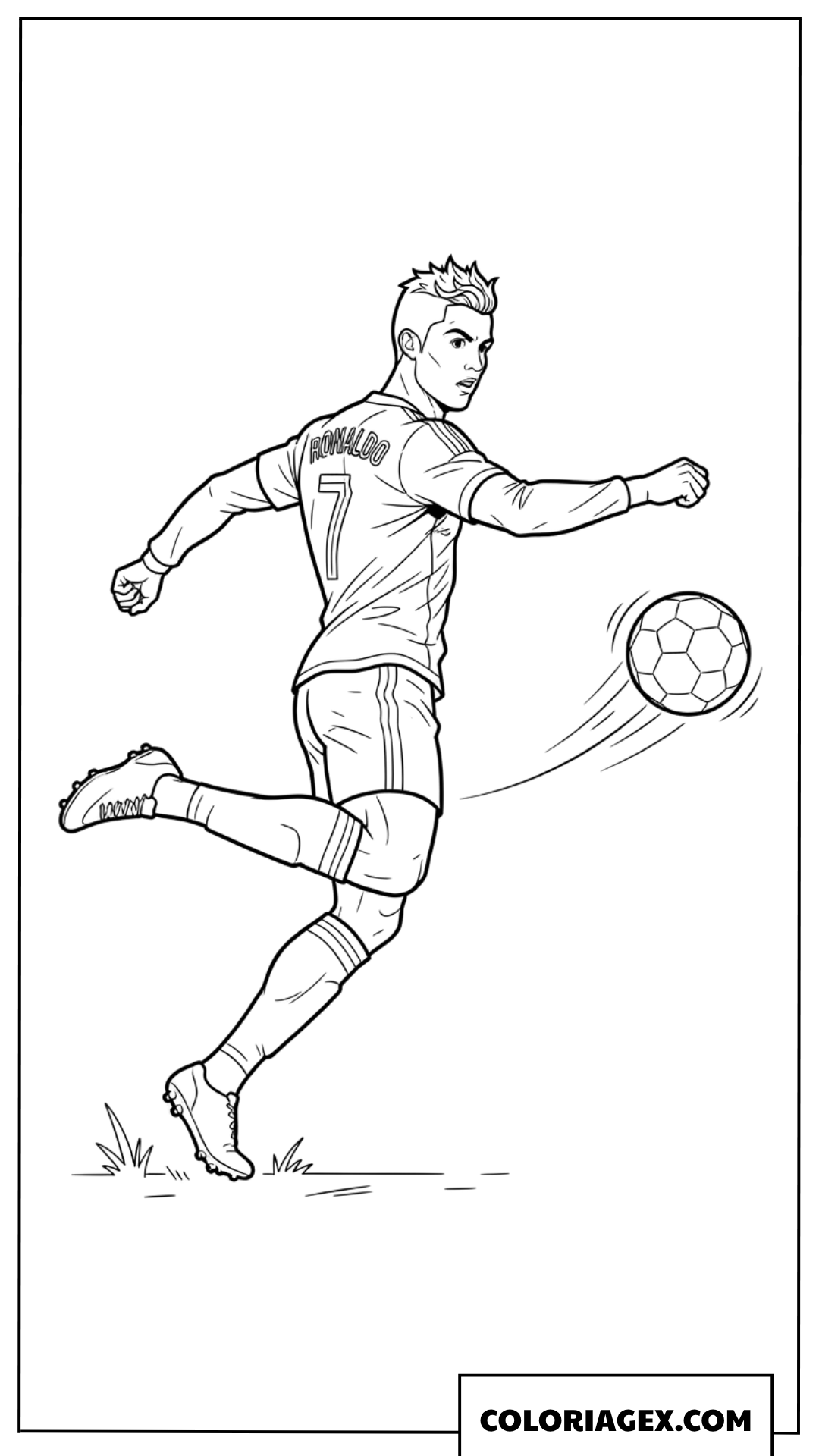 Coloriage de Ronaldo effectuant une talonnade technique