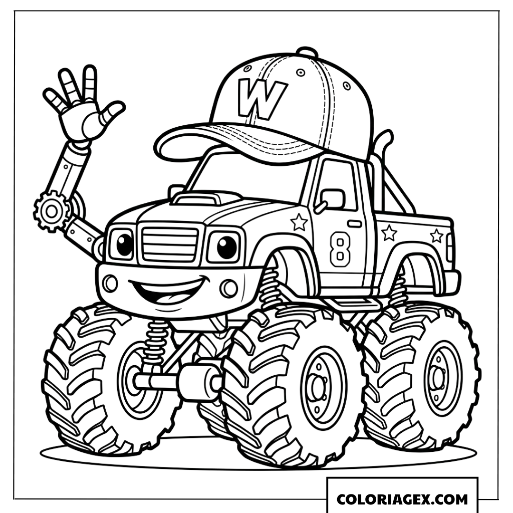 Coloriage de camion monster truck rigolo