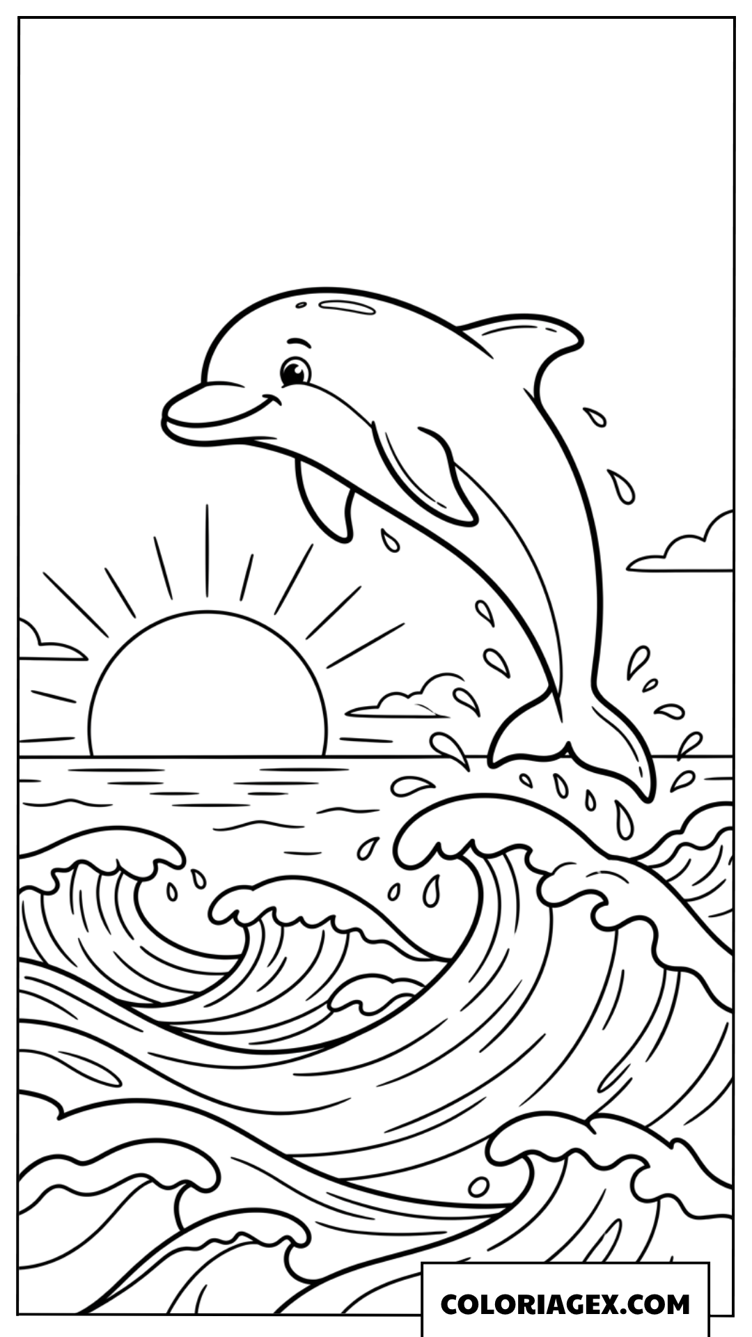 Coloriage de dauphin sautant par dessus les vagues