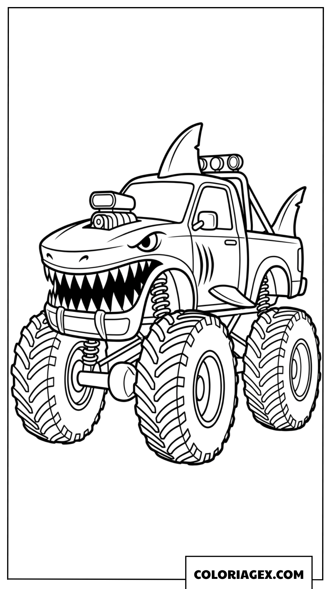 Coloriage de monster truck requin pour enfants