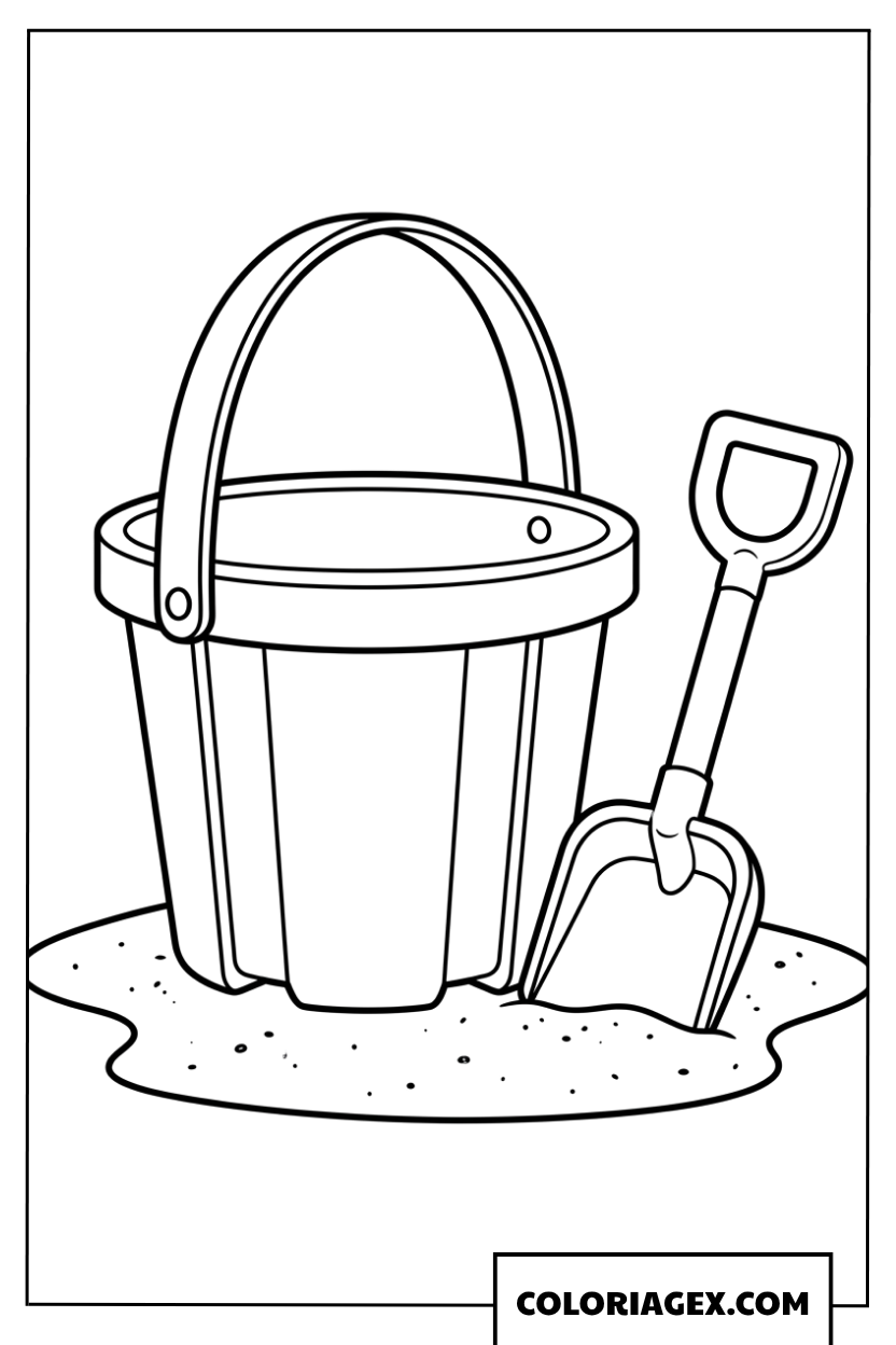 Coloriage de seau et pelle pour jouer dans le sable