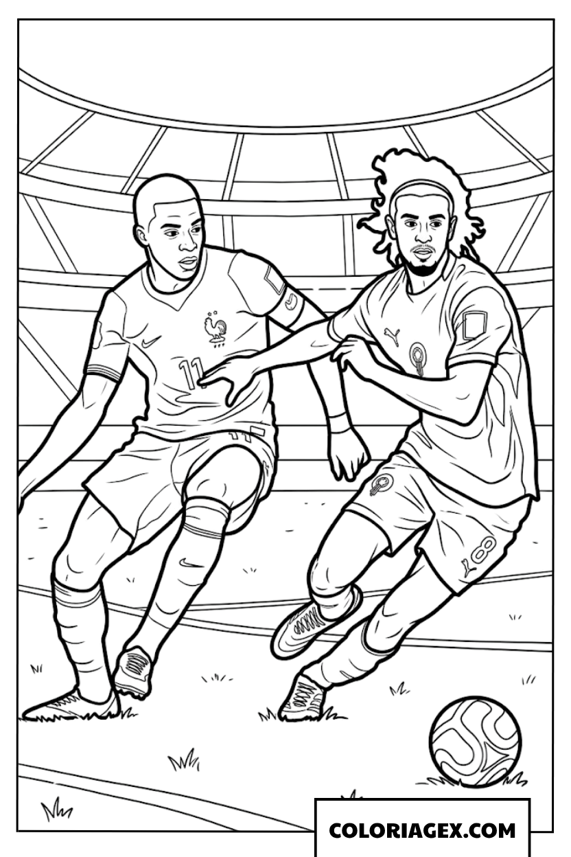 Coloriage des joueurs des deux equipes face a face