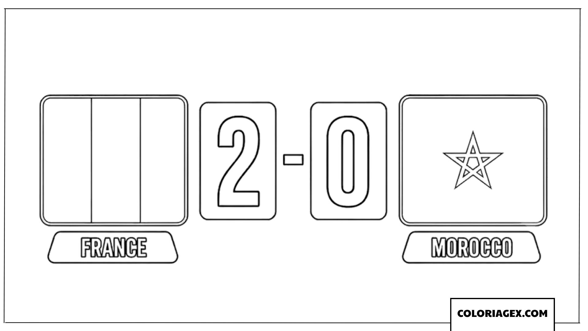 Coloriage du tableau de score 2-0 pour la France