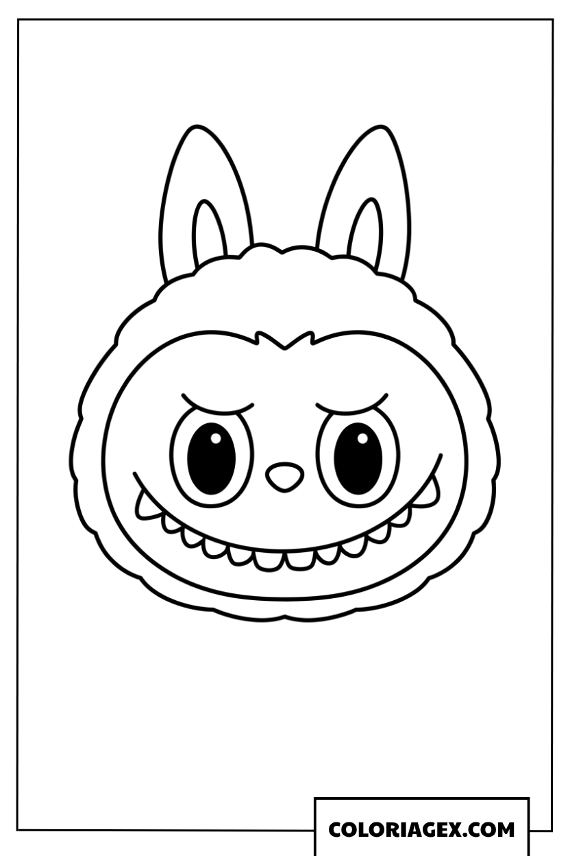 Coloriage du visage souriant et expressif de Labubu