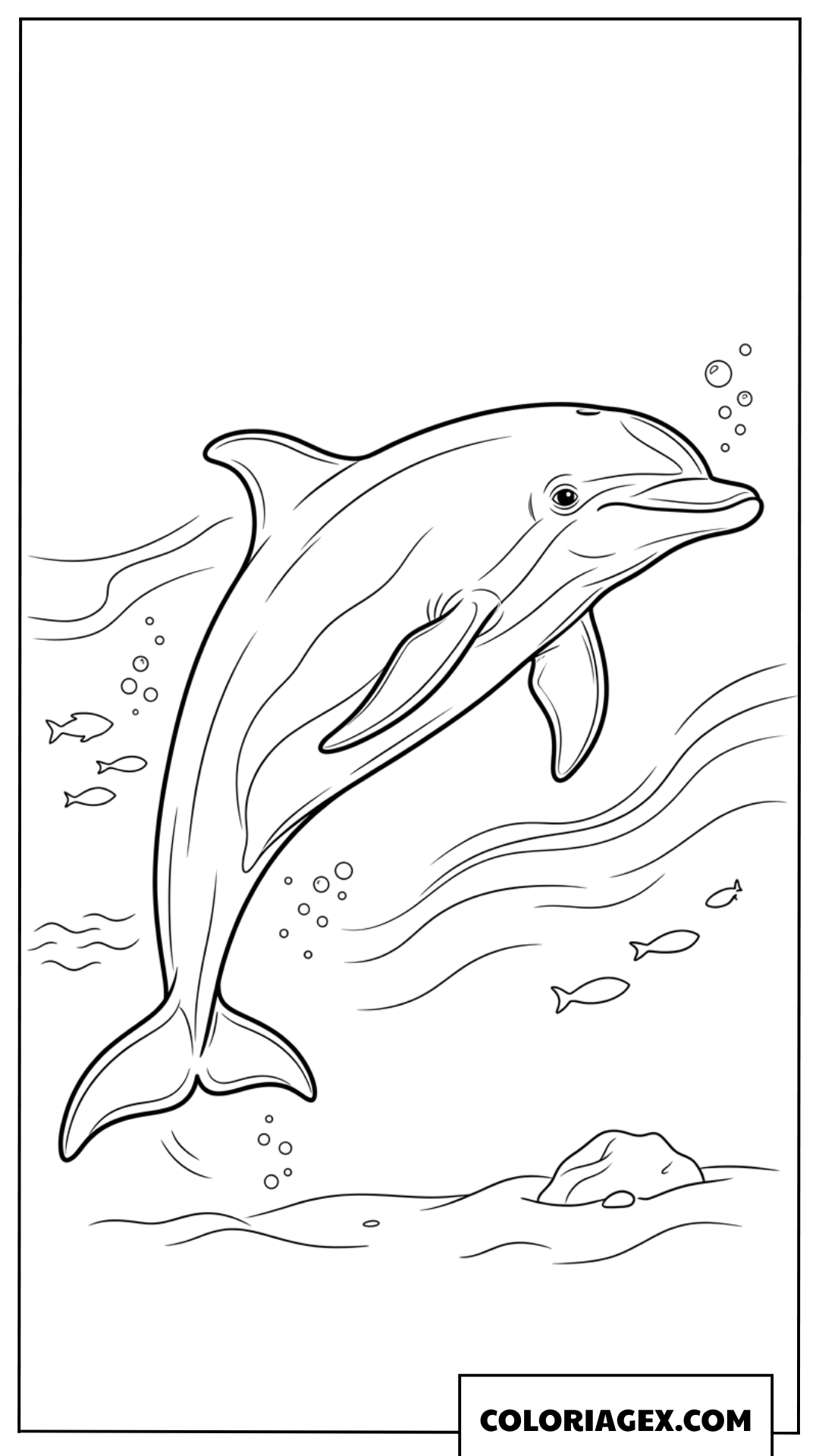 Coloriage d'un dauphin tursiops nageant dans l'ocean
