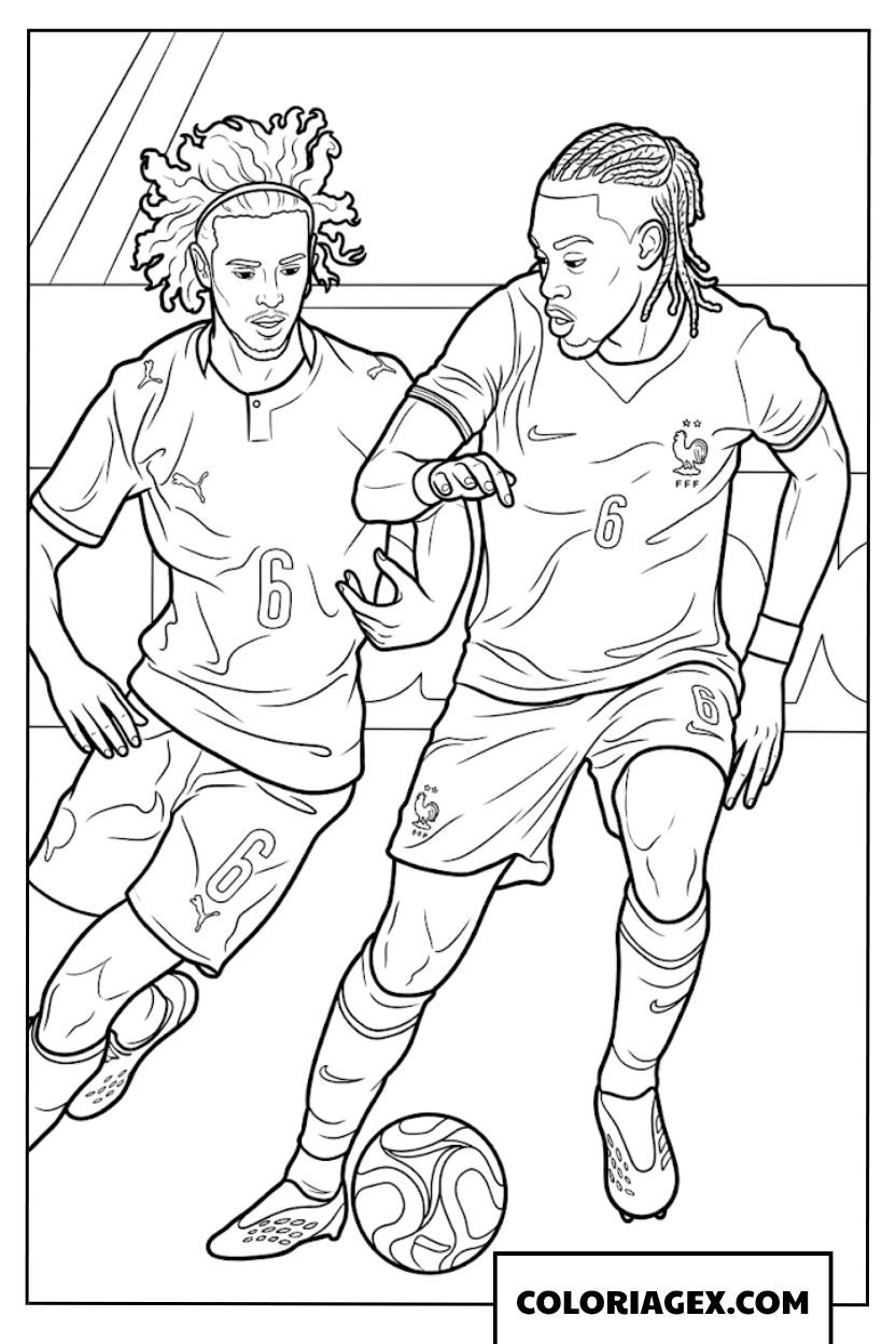 Coloriage d'un duel entre joueurs francais