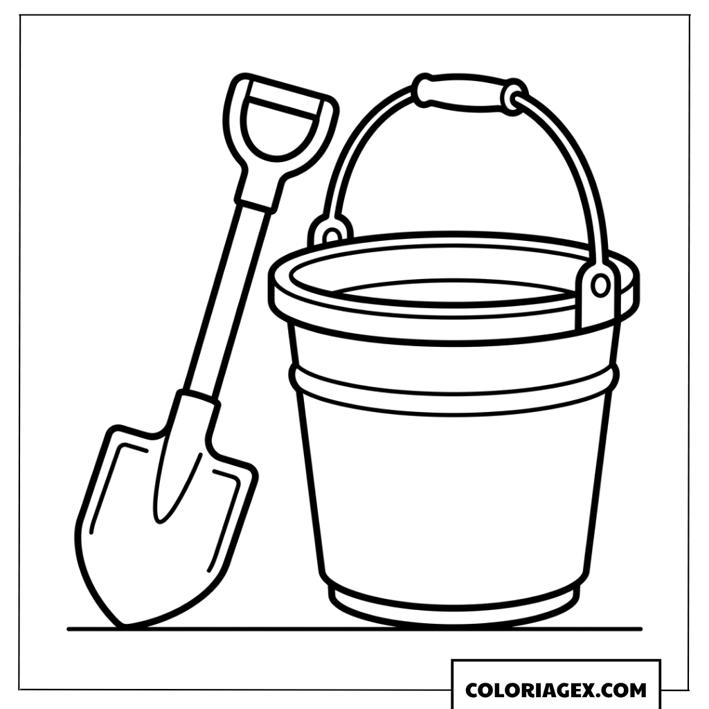 Coloriage dun seau de plage et dune pelle pour enfant