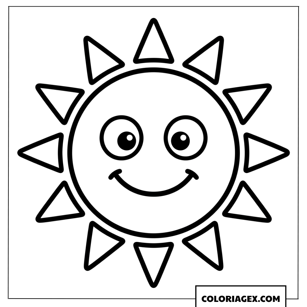 Coloriage dun soleil souriant et rigolo pour les enfants