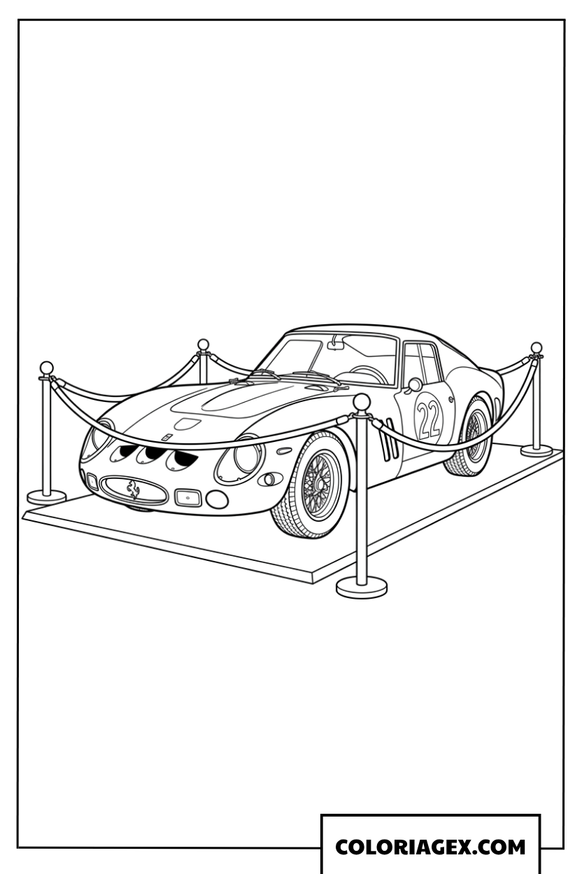 Coloriage dune Ferrari 288 GTO exposee pour les passionnes