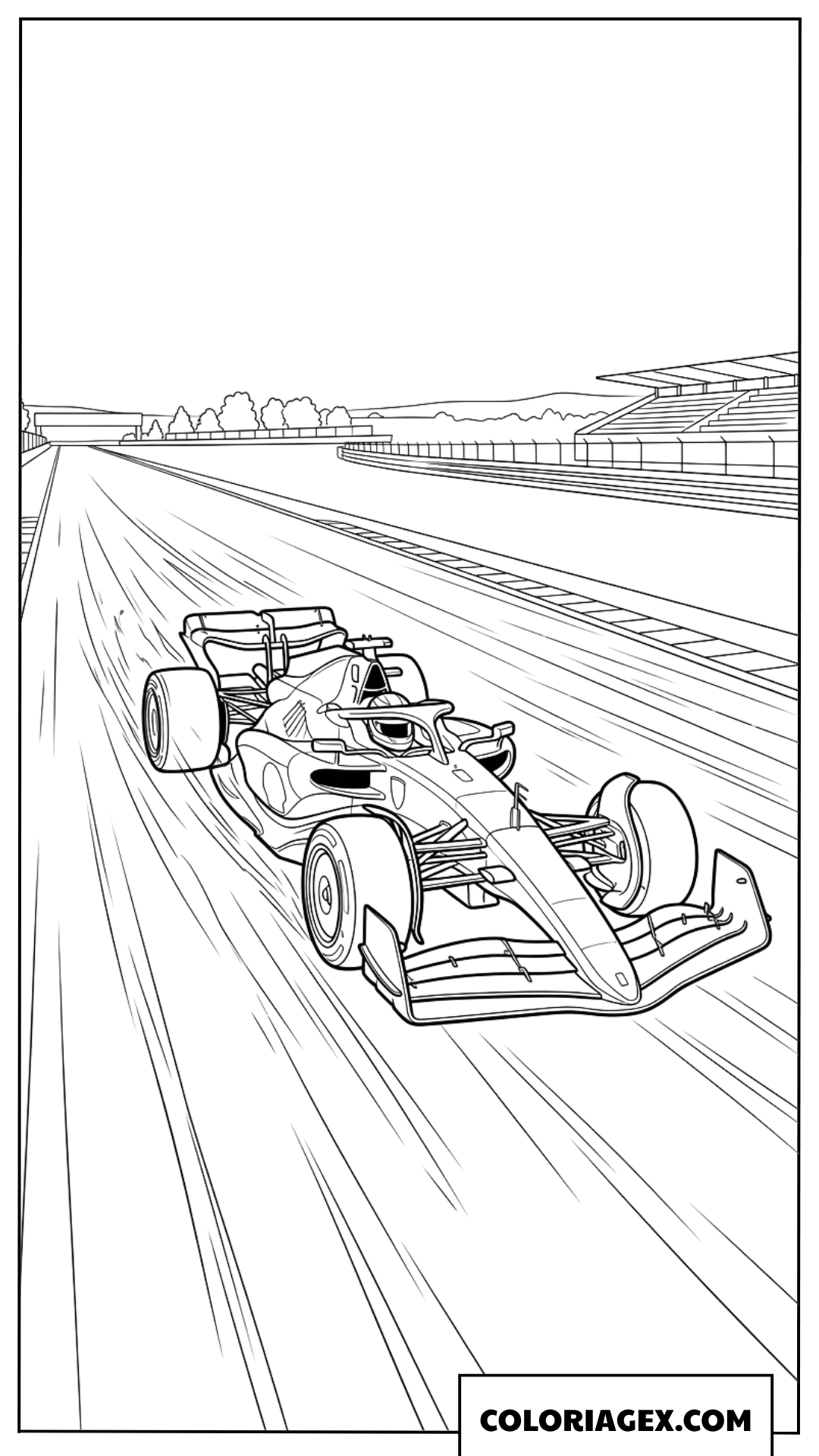 Coloriage dune voiture Ferrari F1 filant à toute vitesse