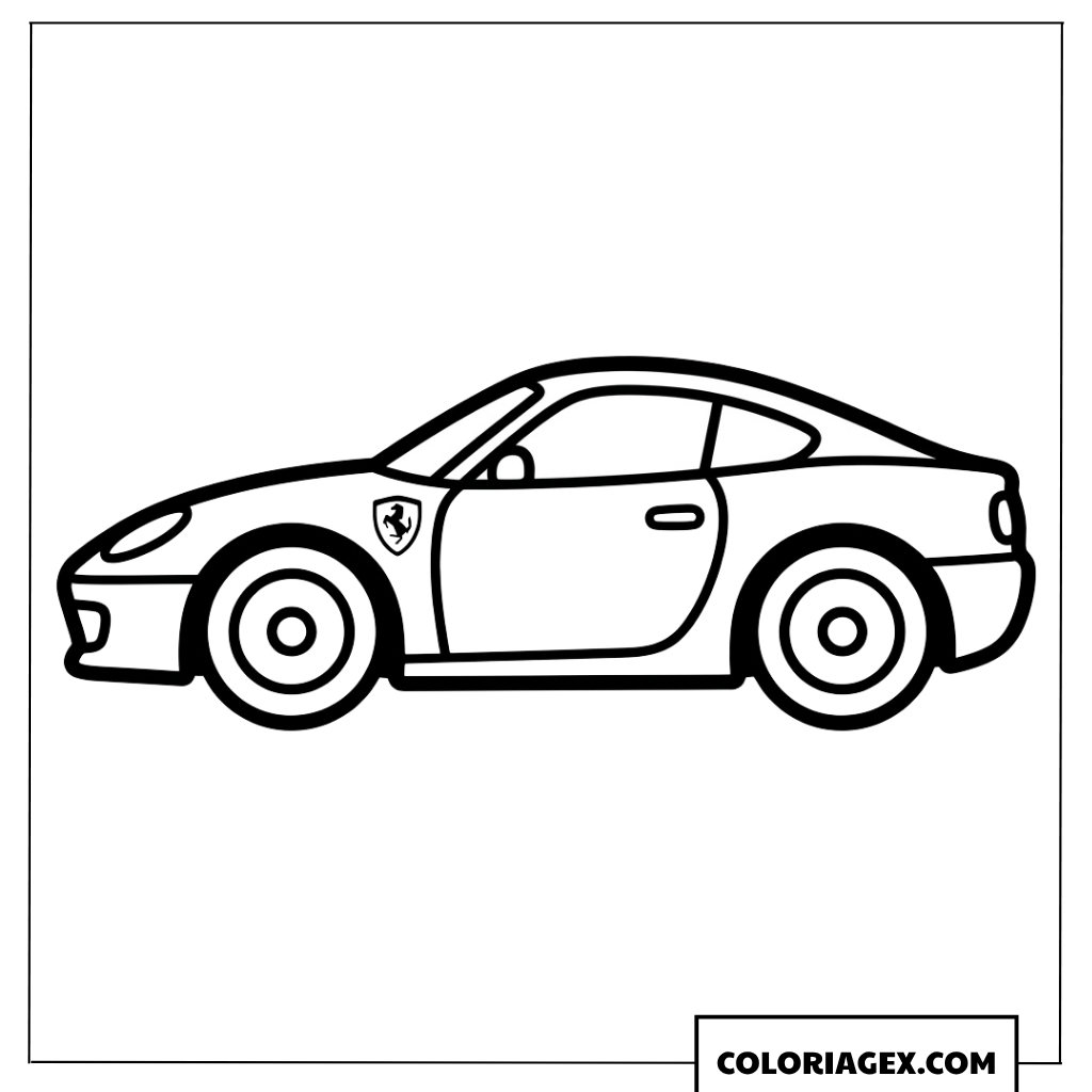 Coloriage d'une voiture Ferrari vue de profil
