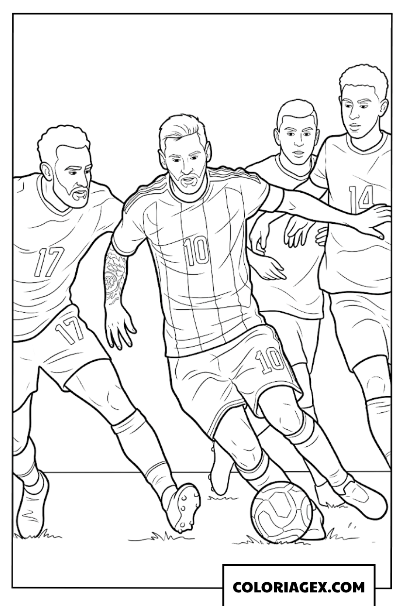 Coloriage joueur dribblant