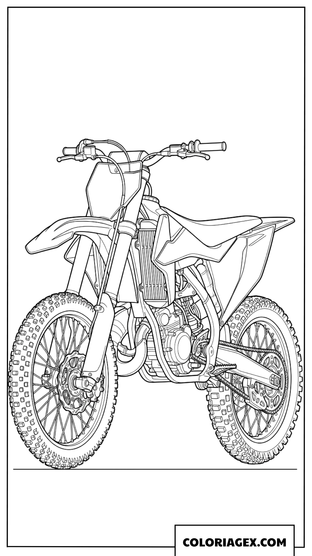 Coloriage motocross vue de face technique detaillee