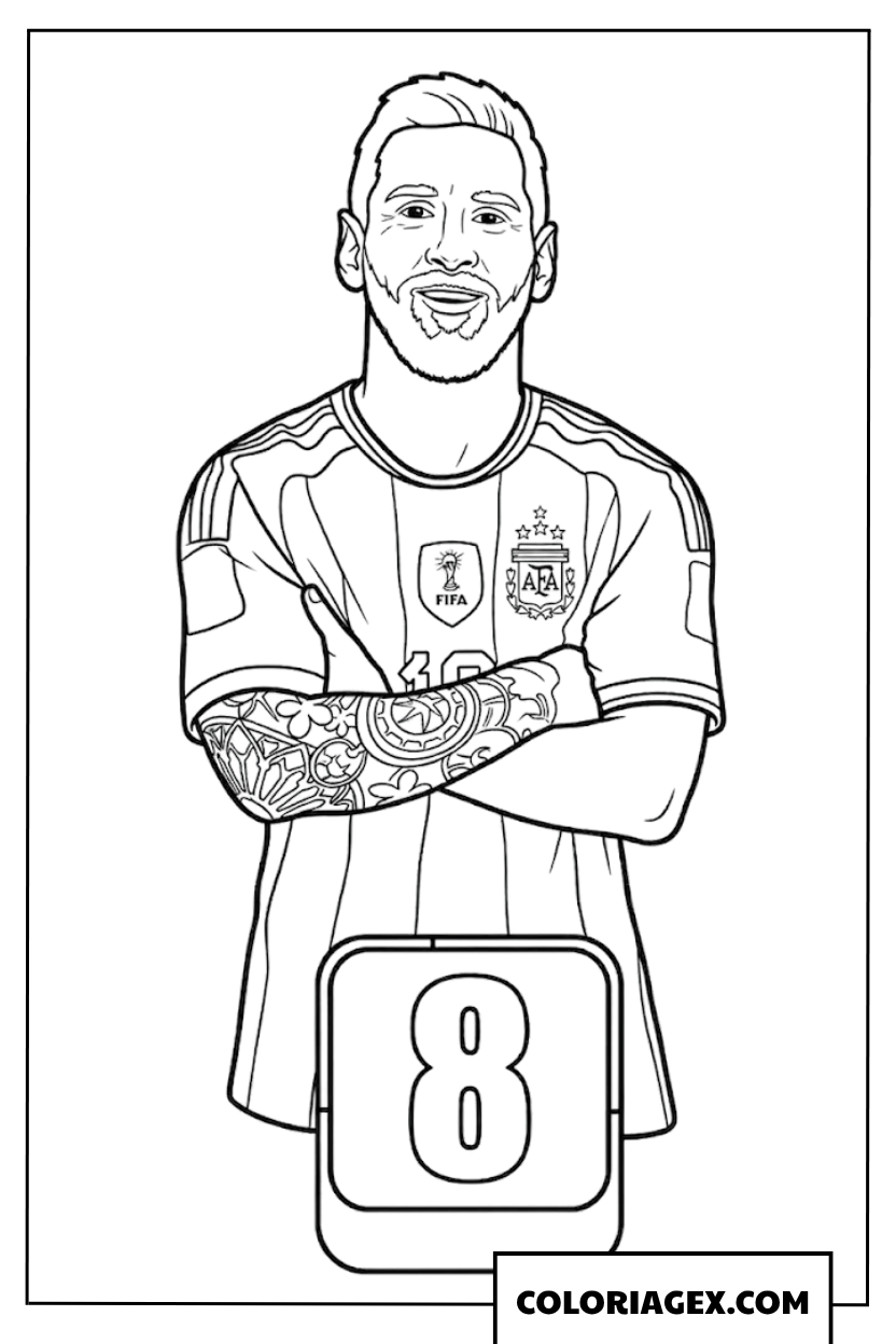 Coloriage portrait de Lionel Messi