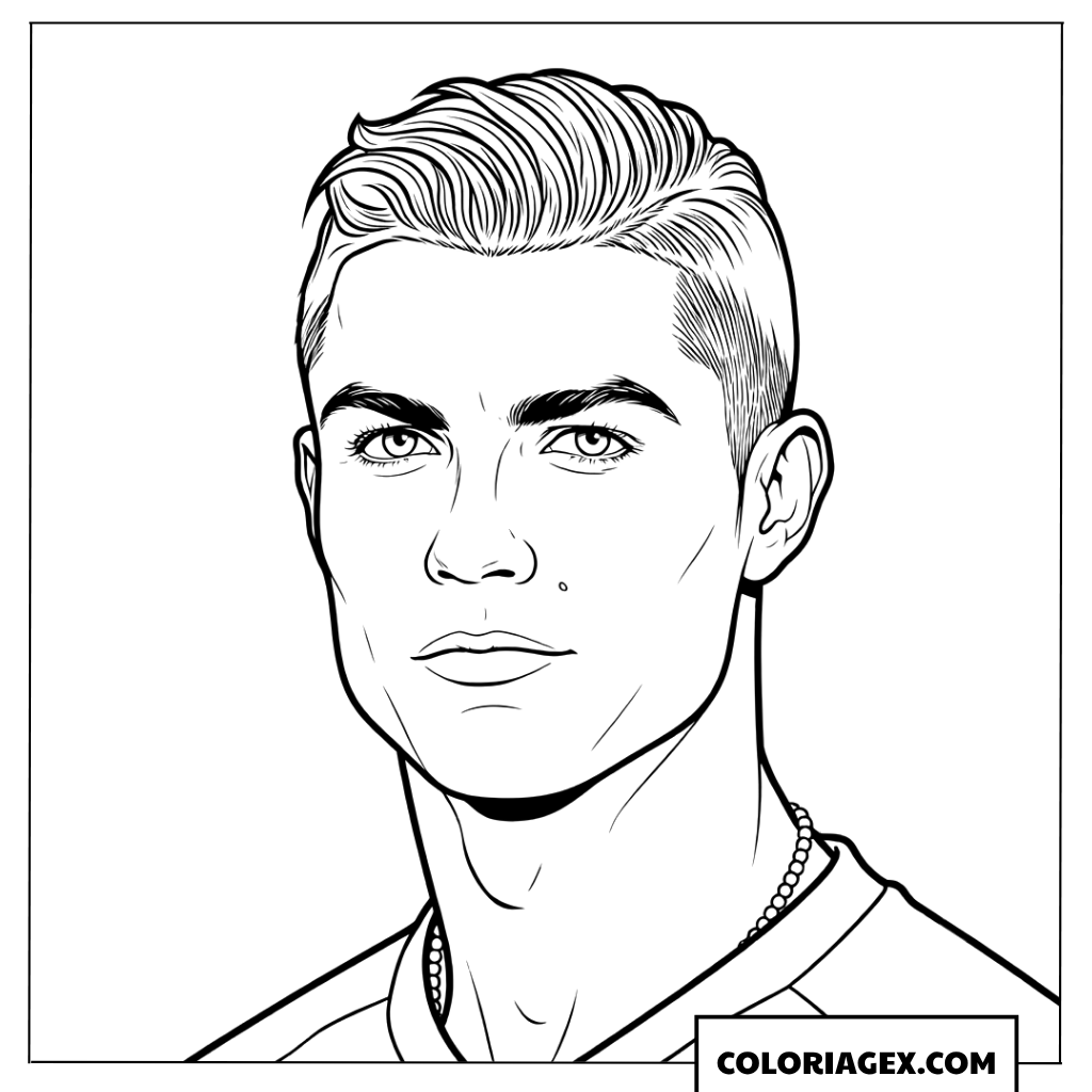 Coloriage réaliste en gros plan du visage de Ronaldo