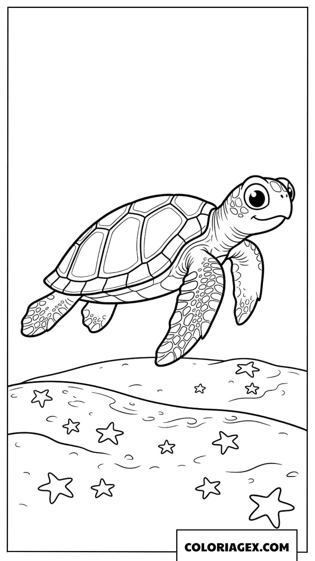 Coloriage tortue marine glissant sur le fond de l ocean