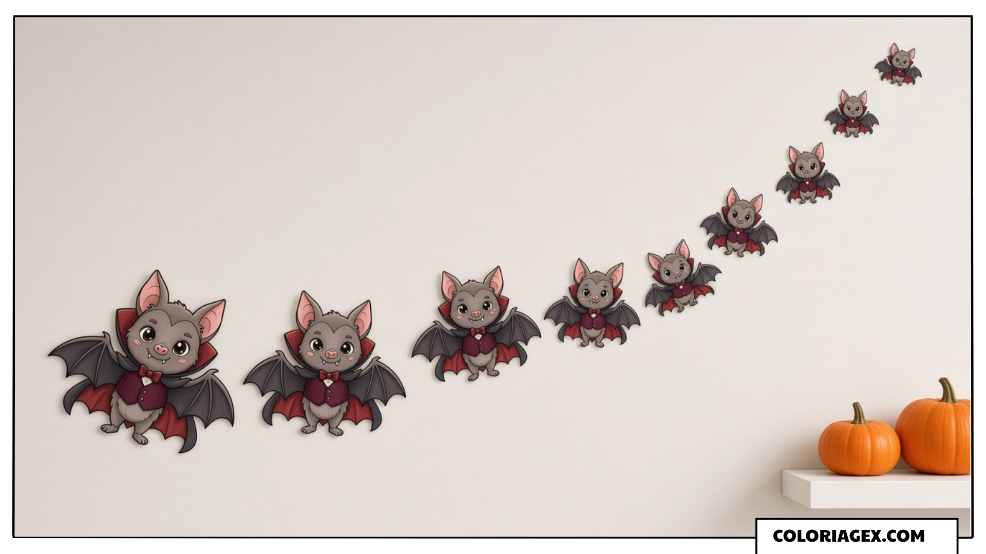 Décoration Murale Chauves-souris en Vol Découpées dans des Coloriages