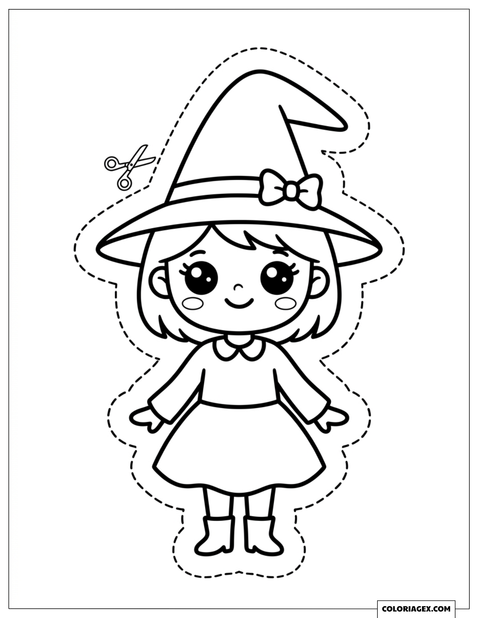 Découpage Halloween la petite sorcière à découper