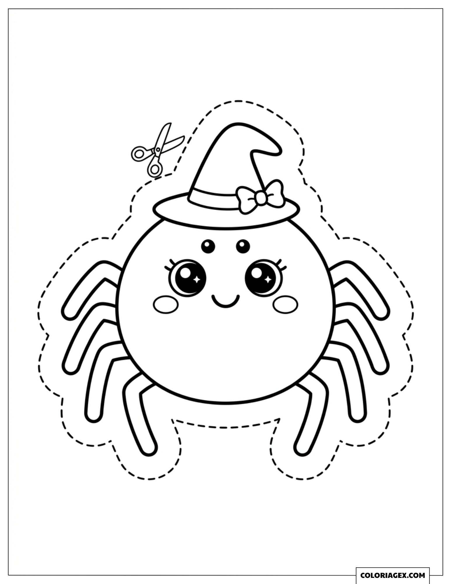 Découpage Halloween l’araignée au chapeau de sorcière