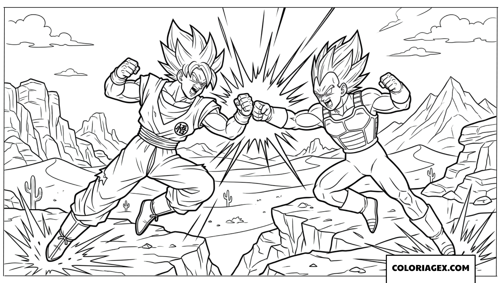 Dessin Duel Intense Entre Goku et Vegeta