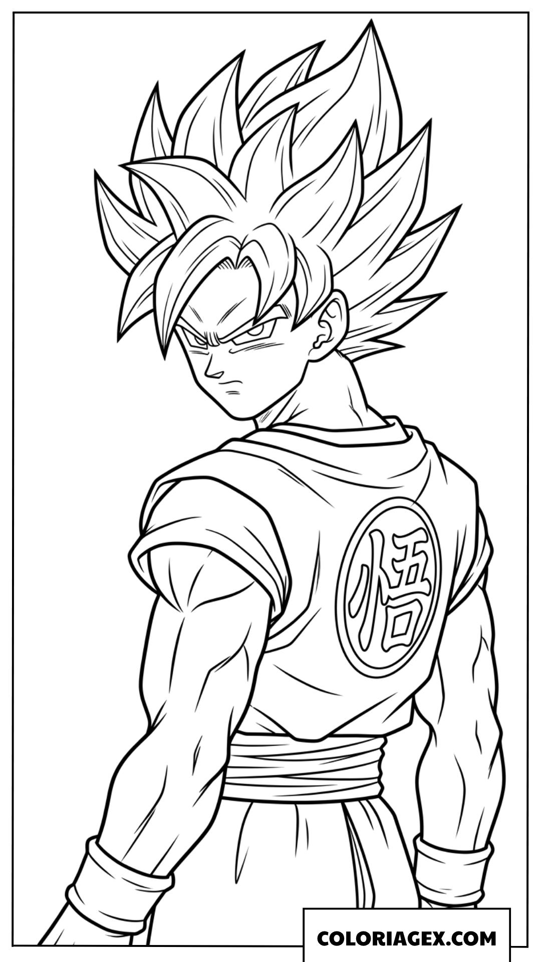Dessin Goku Super Saiyan regardant par dessus son epaule