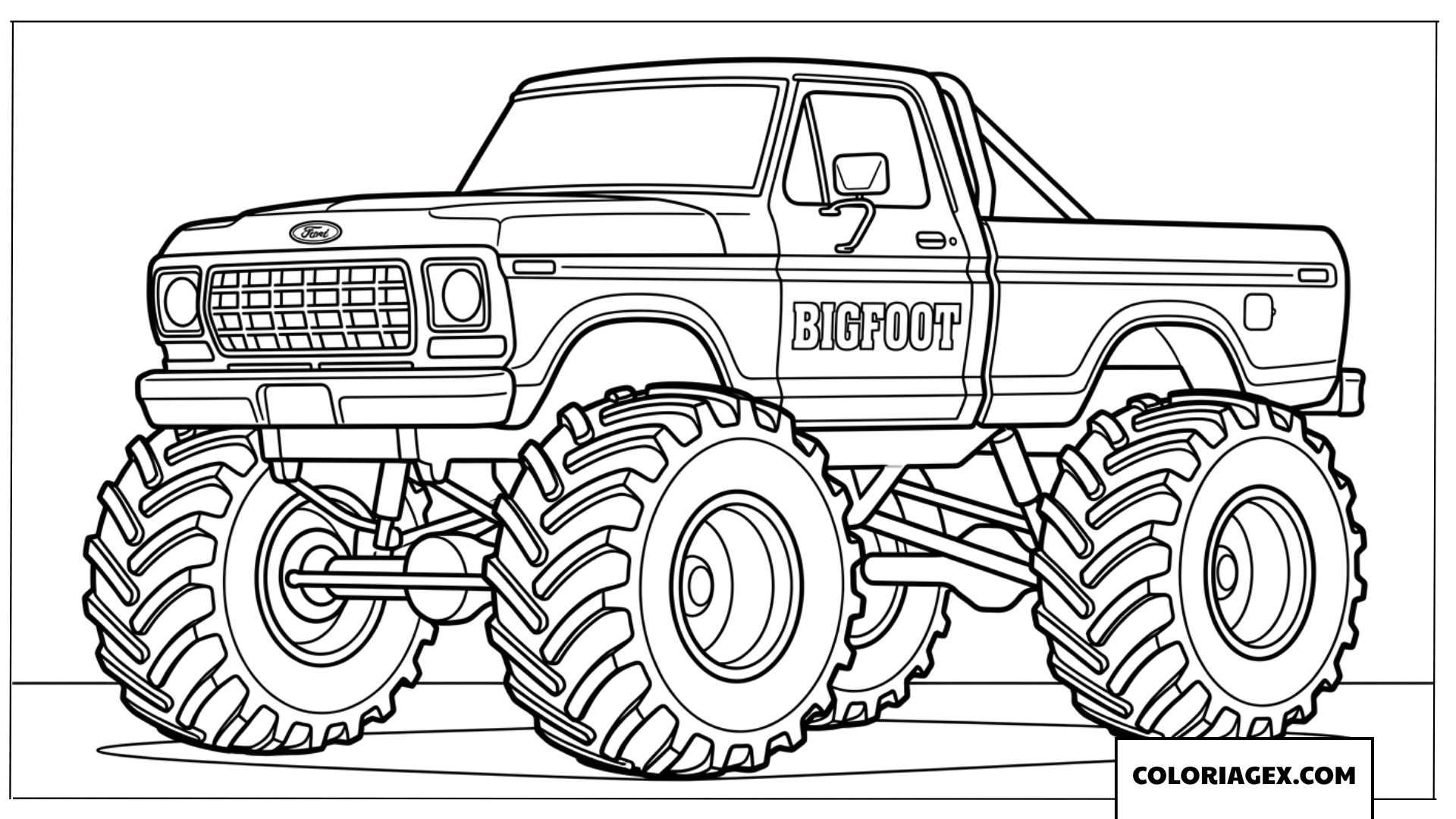 Dessin Monster Truck Bigfoot classique a colorier pour enfants