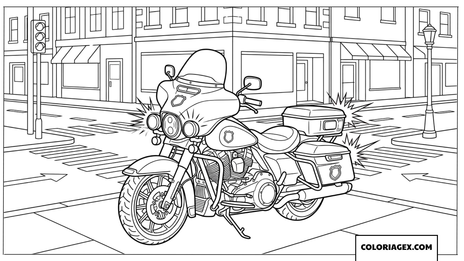 Dessin Moto De Police Gare Carrefour Ville