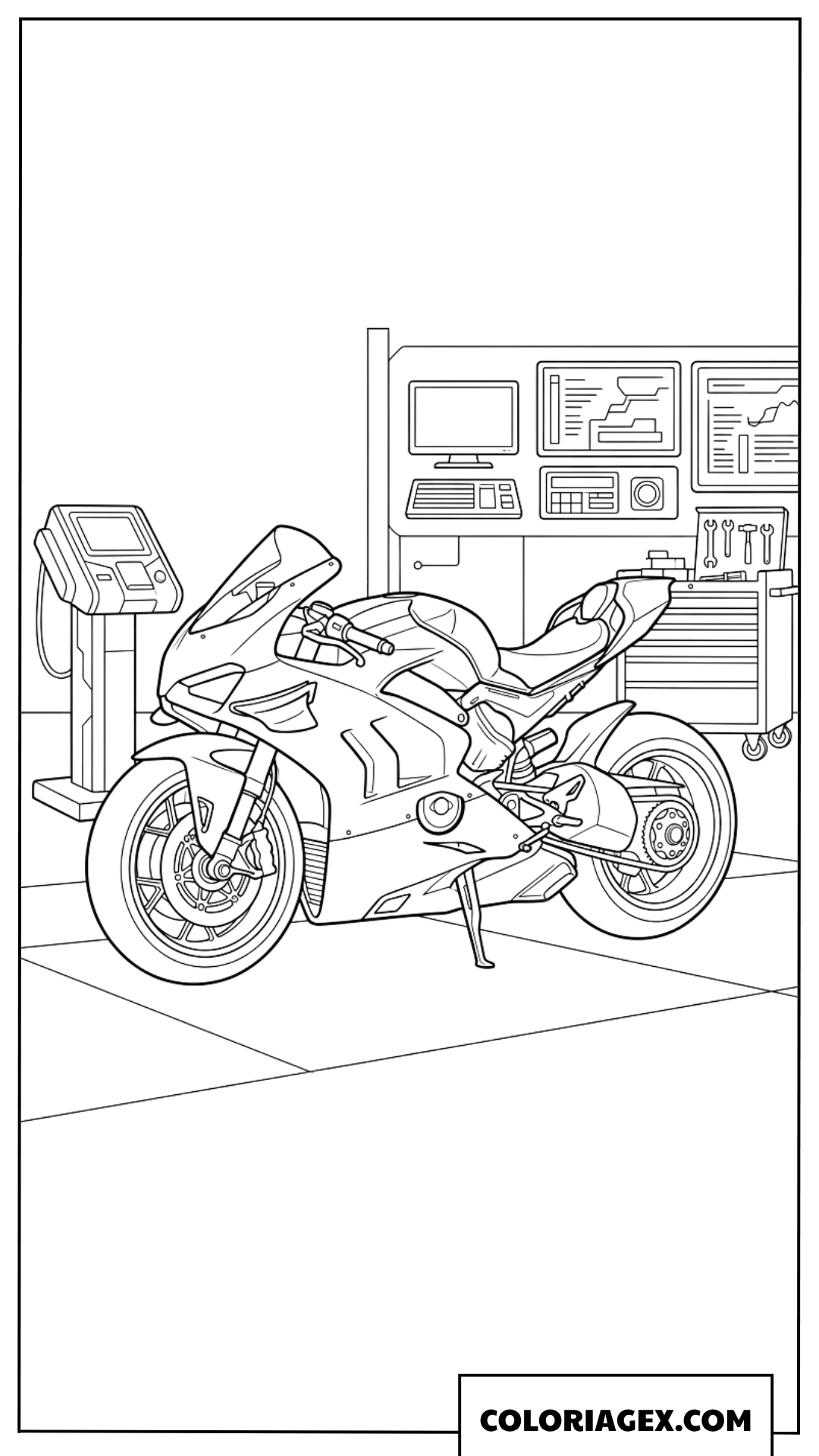 Dessin Moto Sportive Moderne Dans Garage Pro