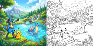 ft - Dessin Pokemon avec des scènes d'aventure ft