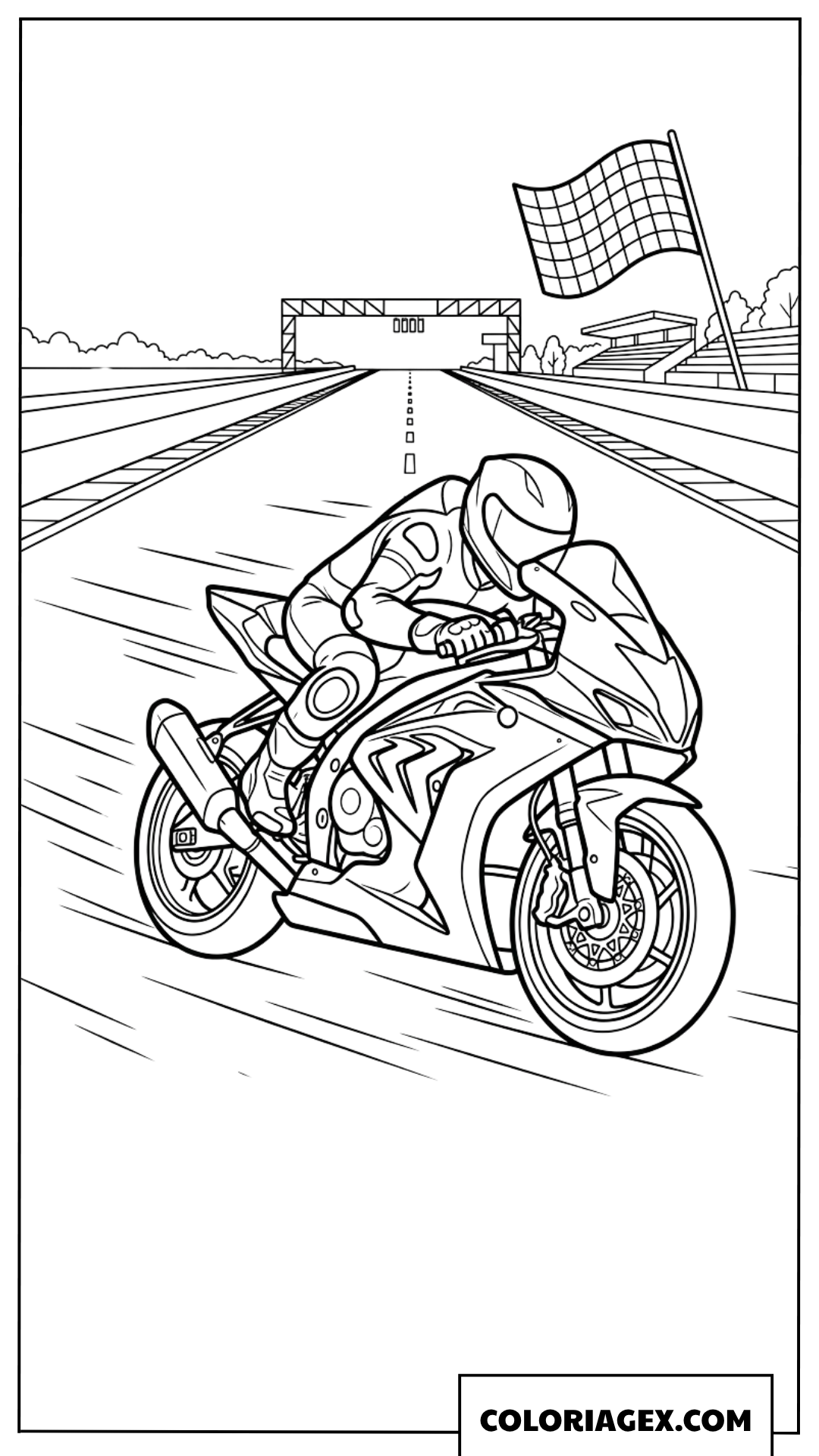 Dessin Superbike Accelerant Passe Ligne Arrivee